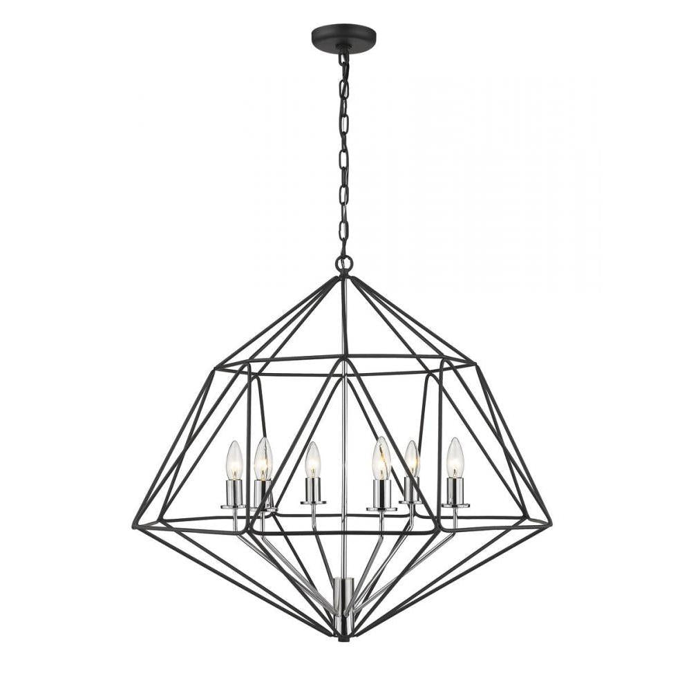 6 Light Chandelier-Matte Black