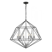 6 Light Chandelier-Matte Black