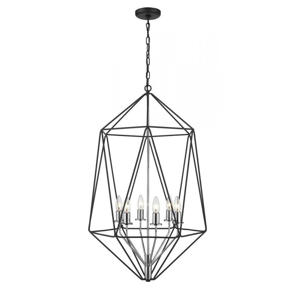 6 Light Chandelier-Matte Black
