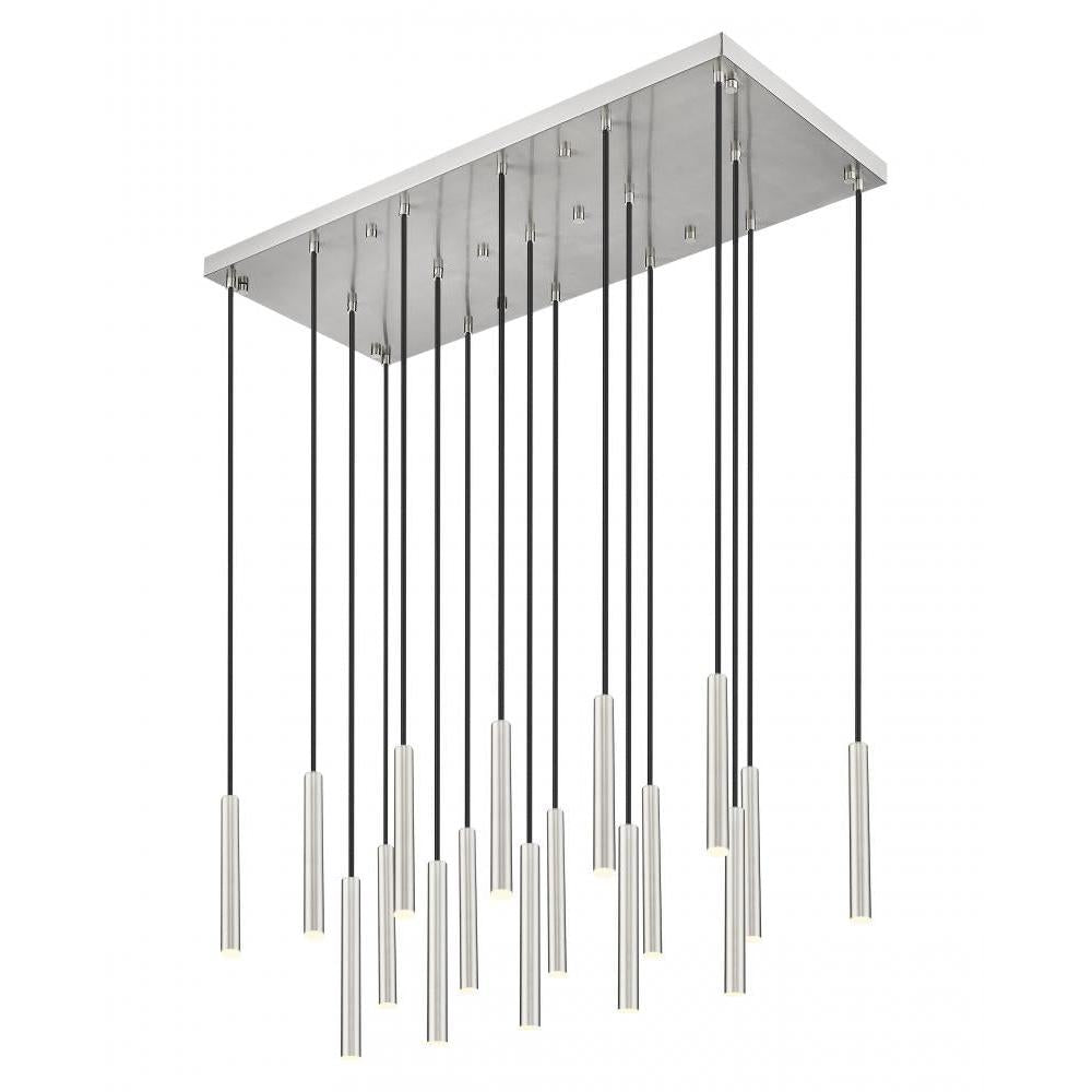 17 Light Linear Chandelier-Brushed Nickel