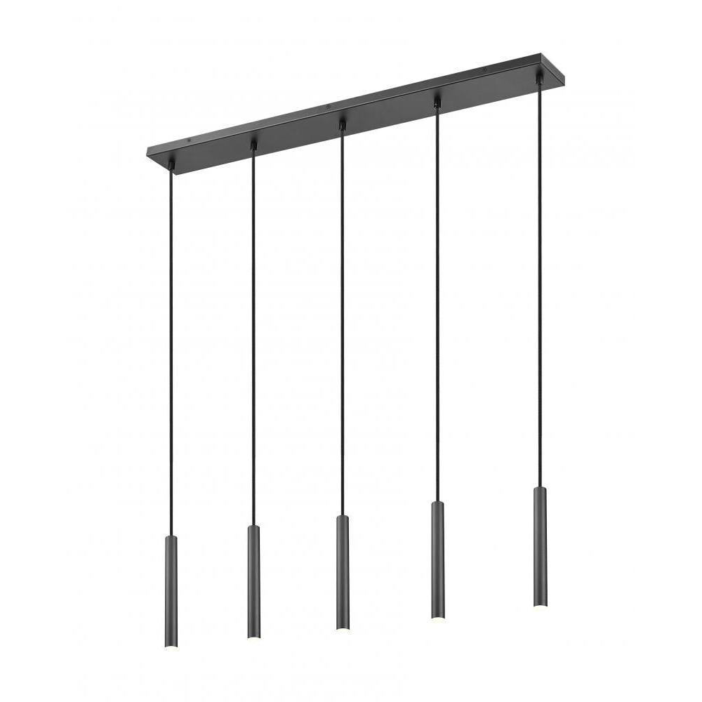 5 Light Linear Chandelier-Matte Black