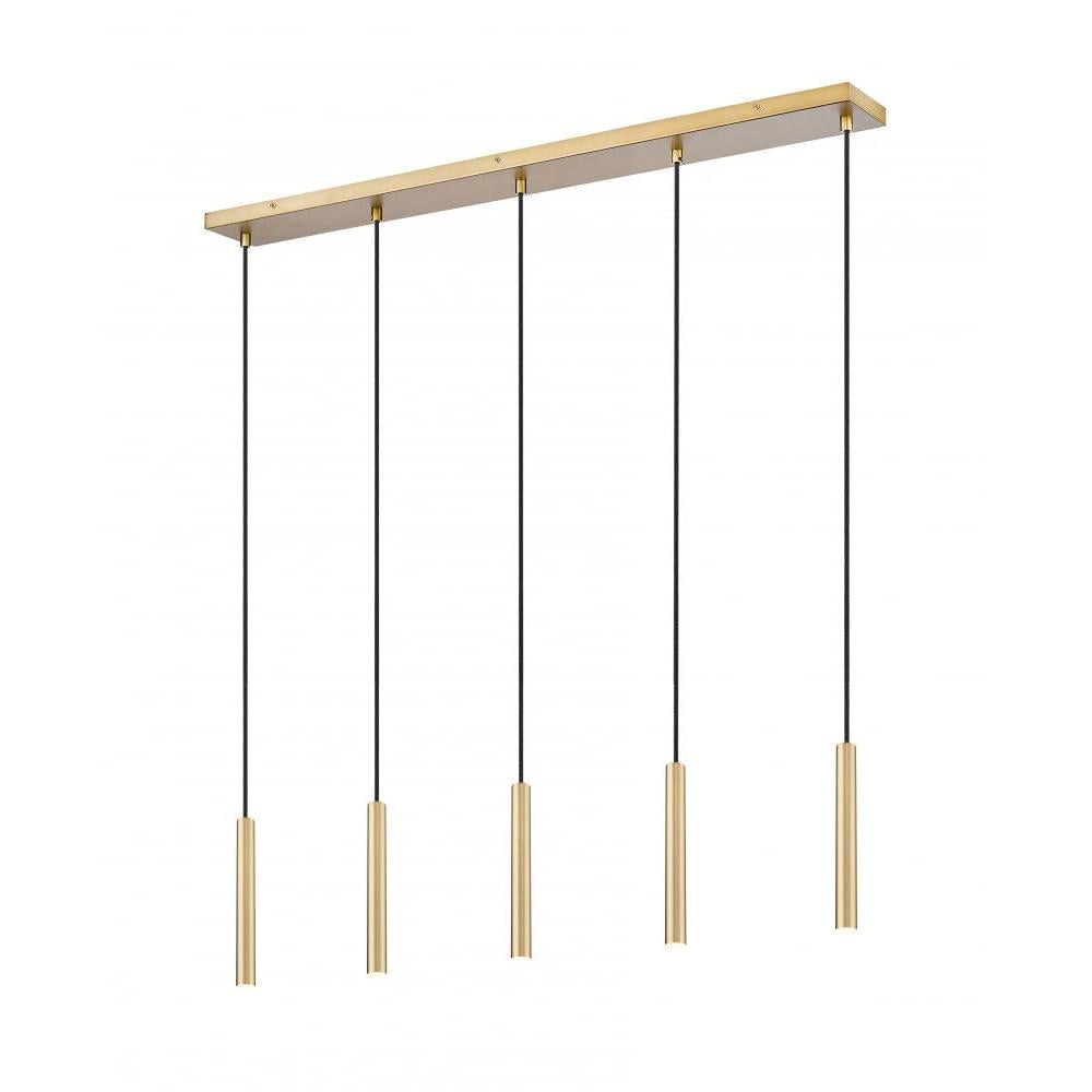 5 Light Linear Chandelier-Modern Gold