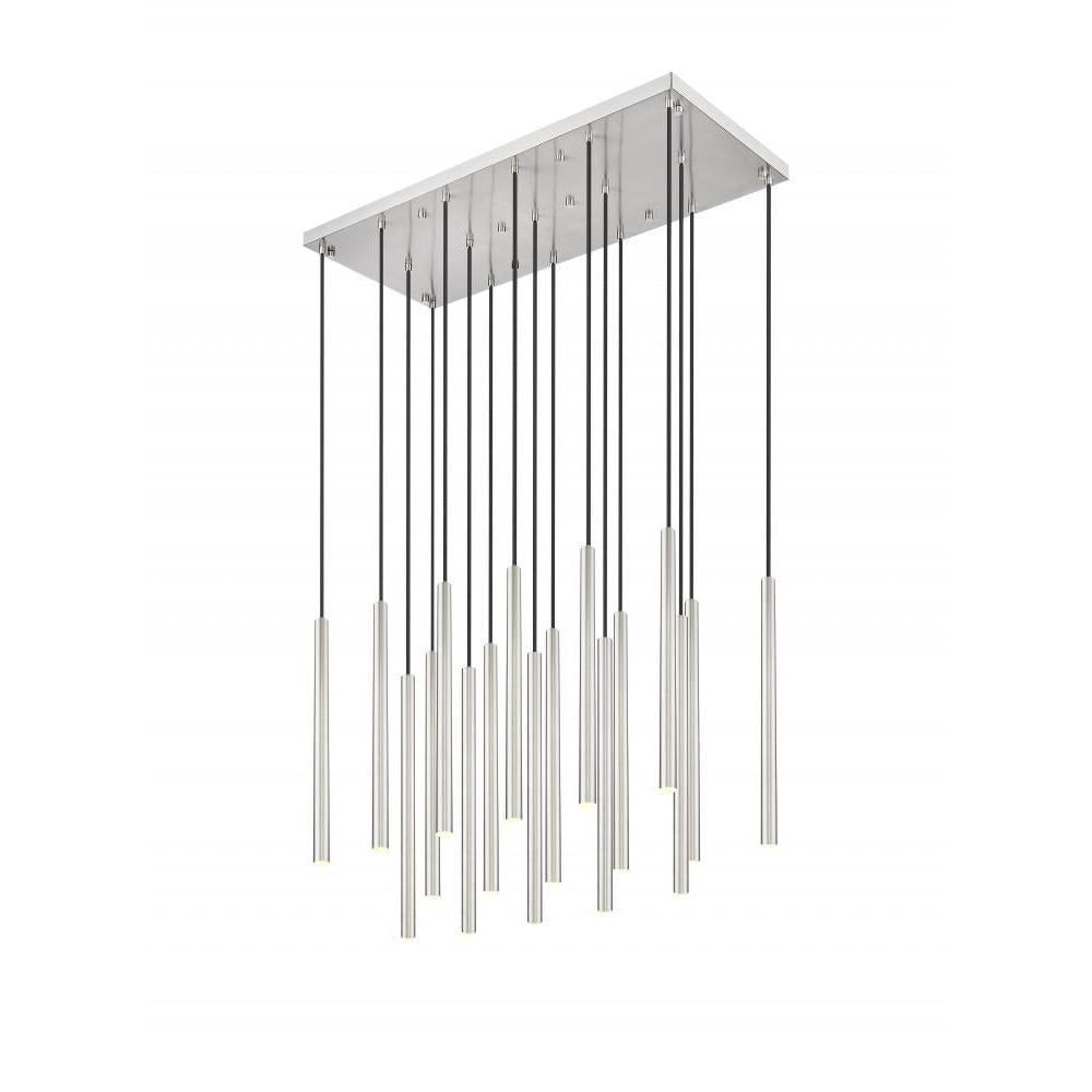 17 Light Linear Chandelier-Brushed Nickel