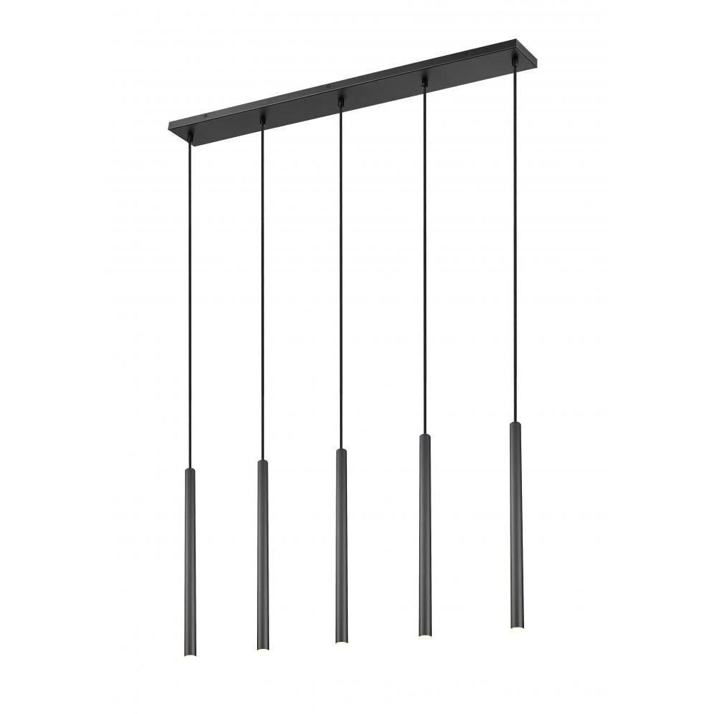 5 Light Linear Chandelier-Matte Black