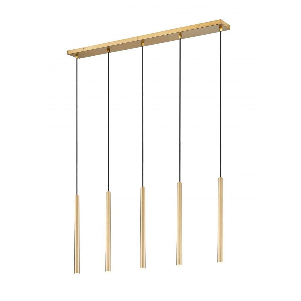 5 Light Linear Chandelier-Modern Gold