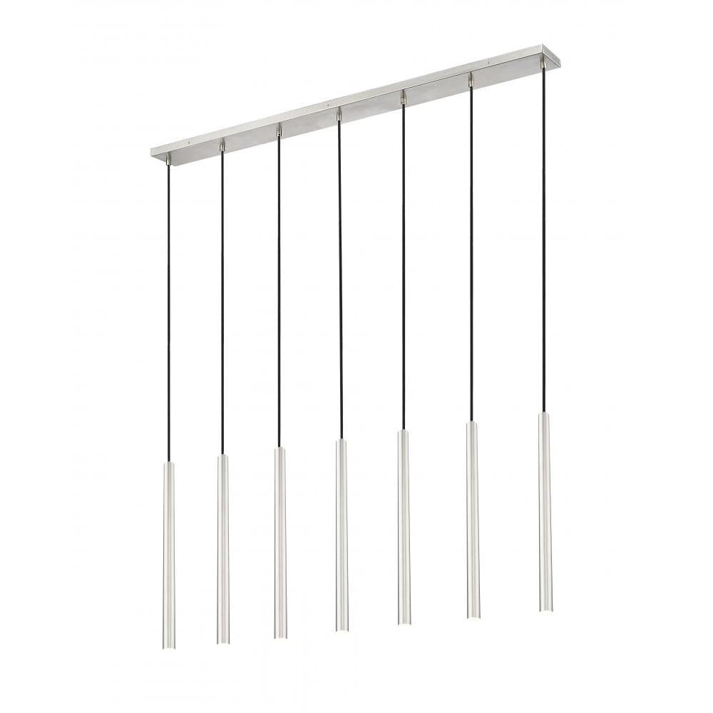 7 Light Linear Chandelier-Brushed Nickel