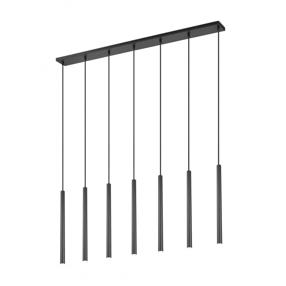 7 Light Linear Chandelier-Matte Black