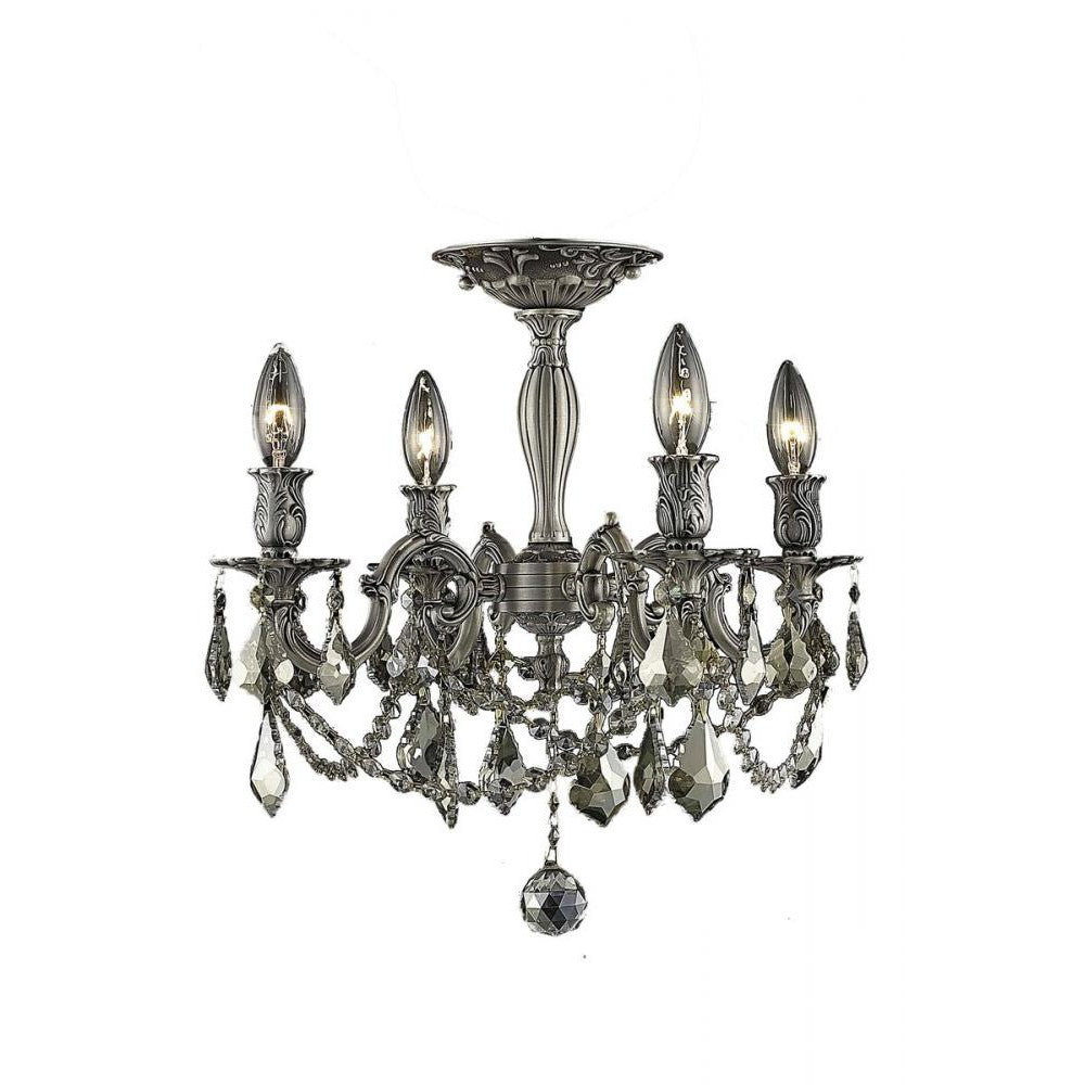 Elegant Lighting ROSALIA 9204F17PW-GT/RC Flush Mount Traditional - Pewter