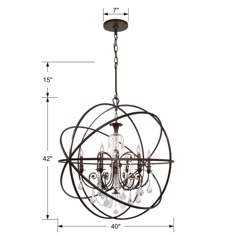 Crystorama SOLARIS 9219-EB-CL-MWP Chandelier Contemporary - English Bronze