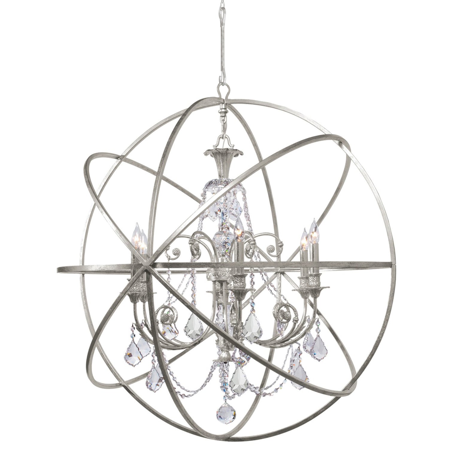 Crystorama Solaris 9219-OS-CL-MWP – 40 Inch – 6 Light – Chandelier – Olde Silver – Damp Rated