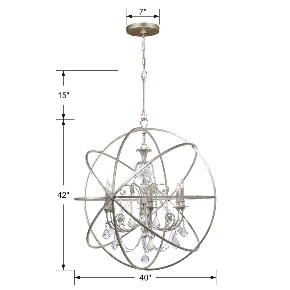 Crystorama SOLARIS 9219-OS-CL-MWP Chandelier Contemporary - Olde Silver