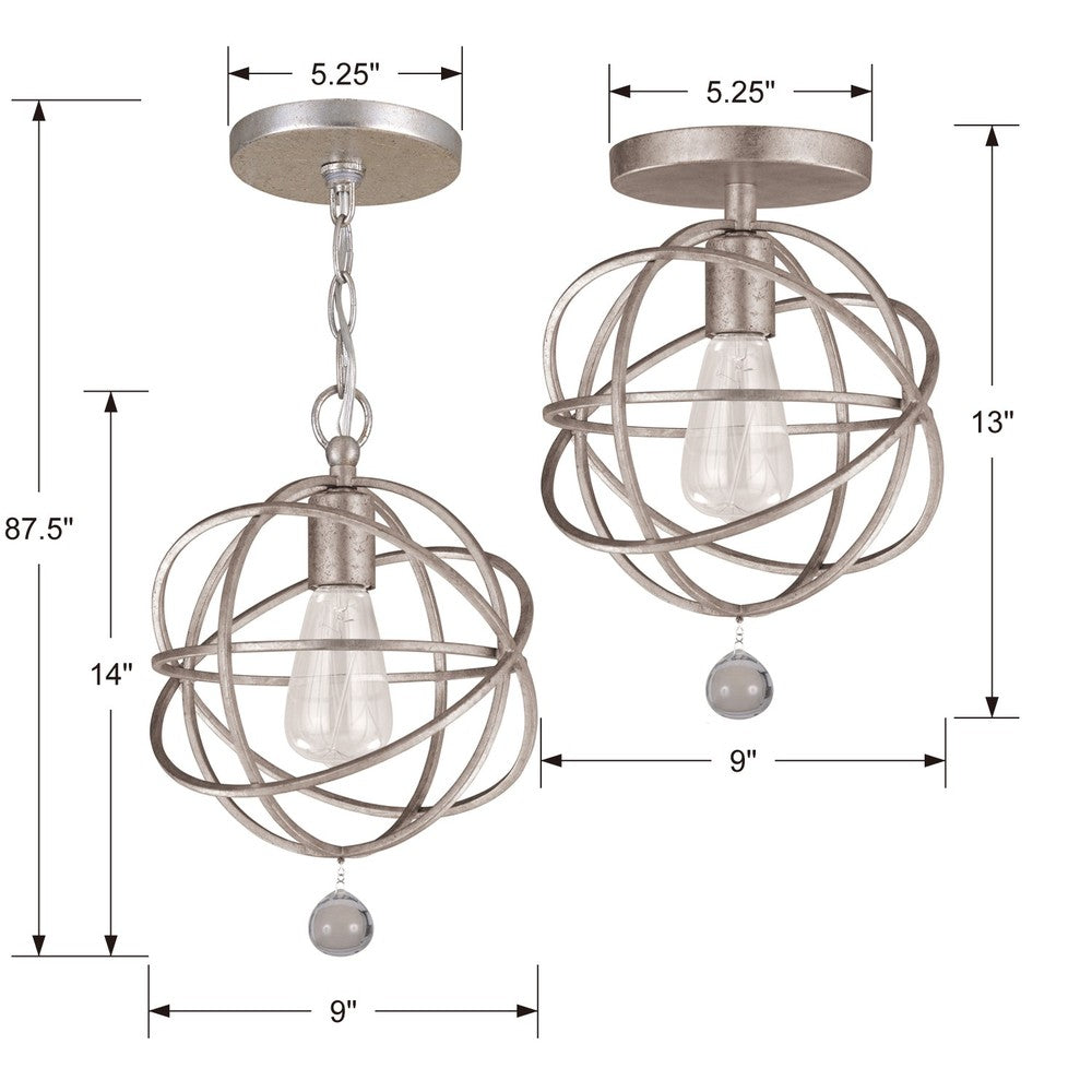 Crystorama SOLARIS 9220-OS_CEILING Flush Mount Contemporary - Olde Silver