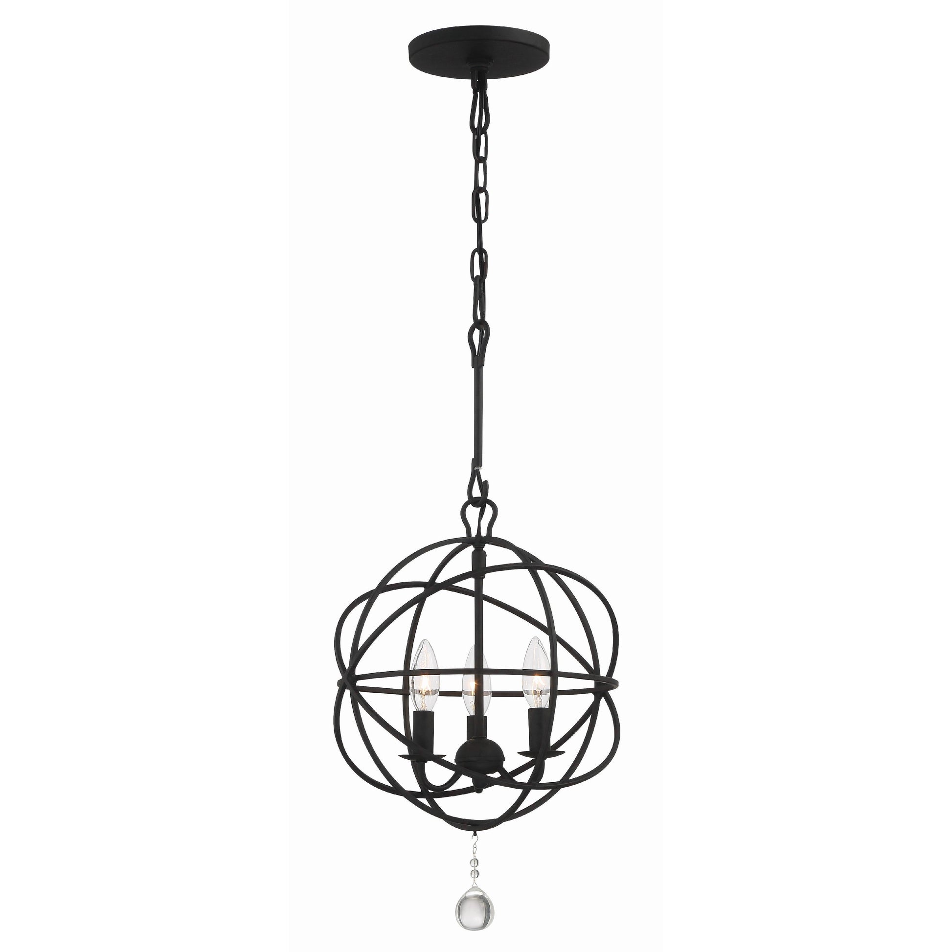Crystorama Solaris 9225-BK – 12.5 Inch – 3 Light – Chandelier – Black – Damp Rated