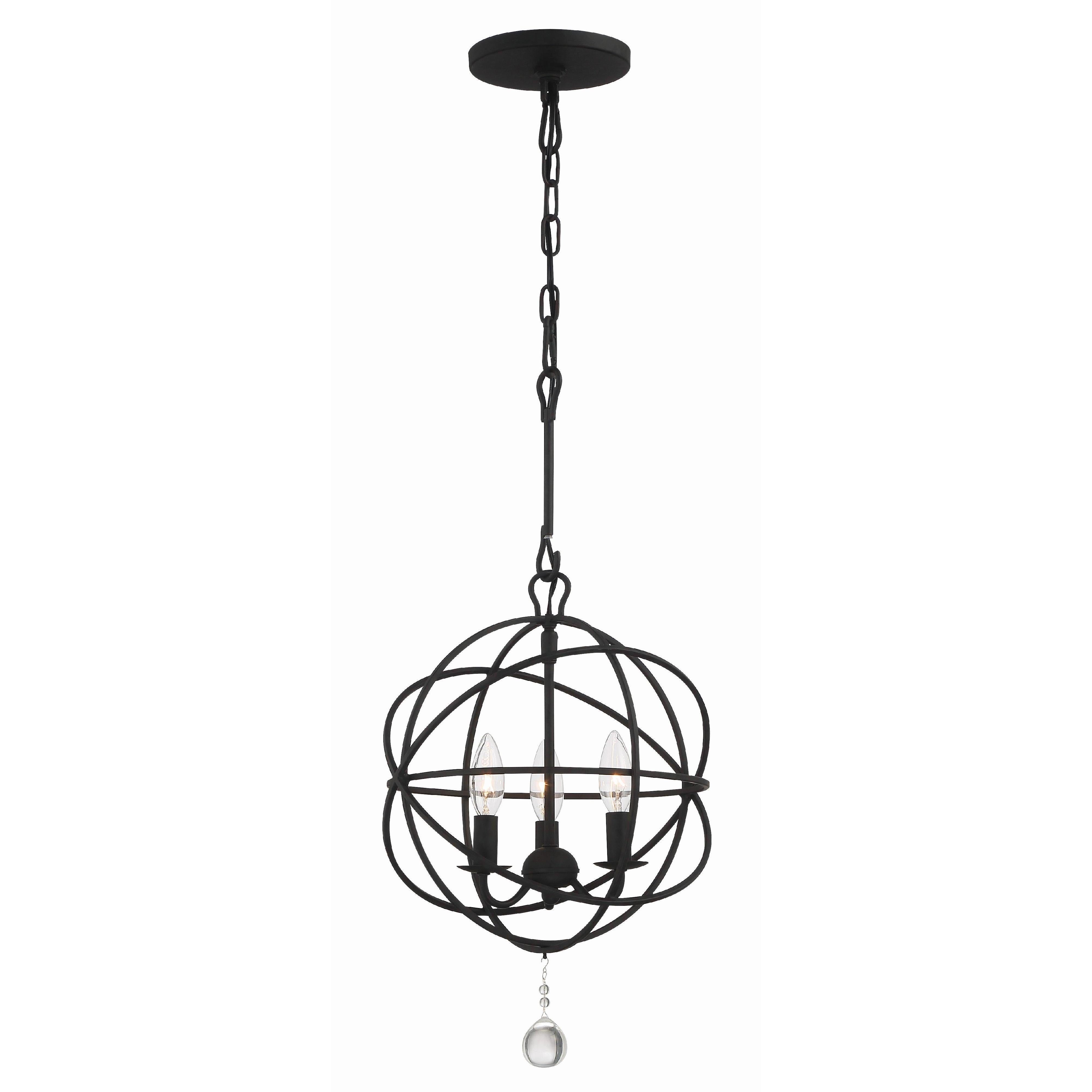 Crystorama Solaris 9225-BK – 12.5 Inch – 3 Light – Chandelier – Black – Damp Rated