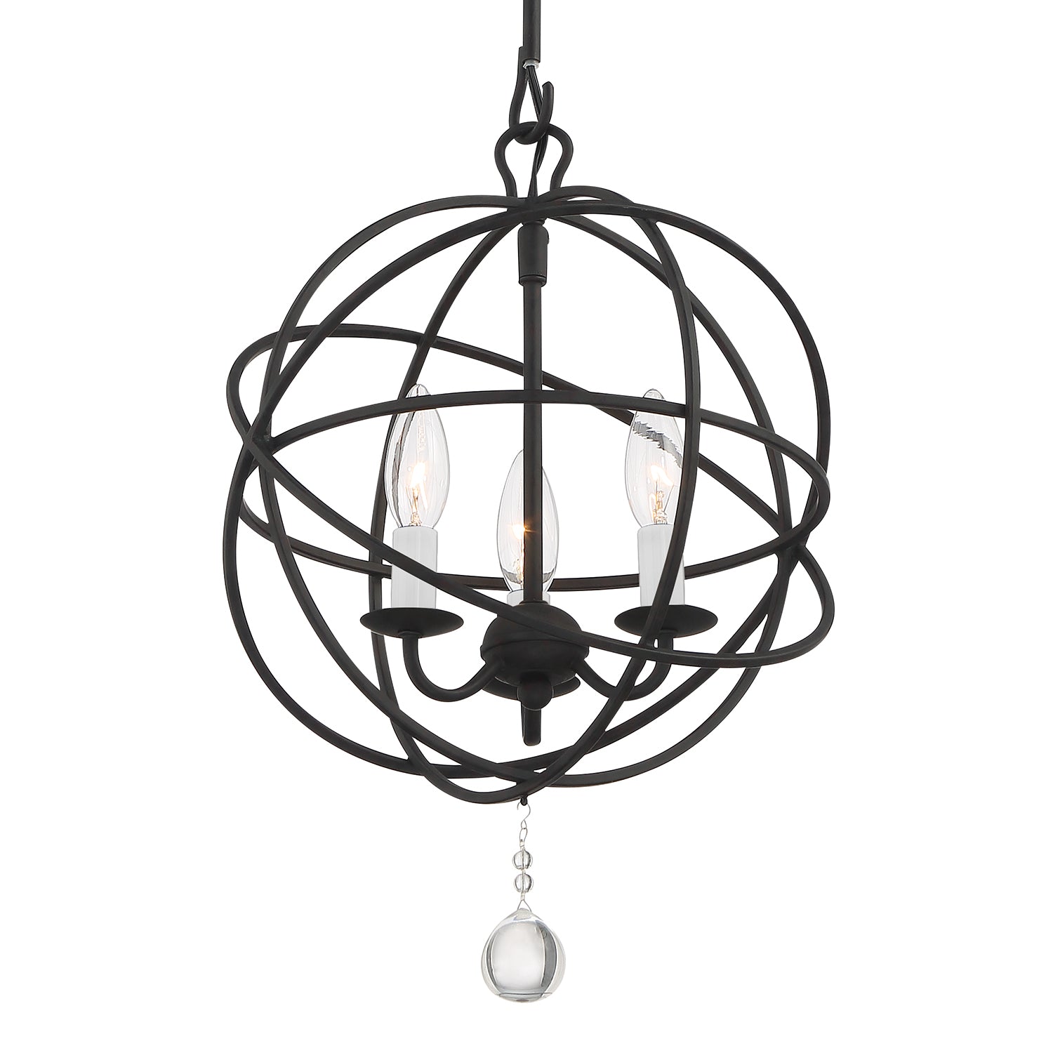 Crystorama Solaris 9225-BK – 12.5 Inch – 3 Light – Chandelier – Black – Damp Rated