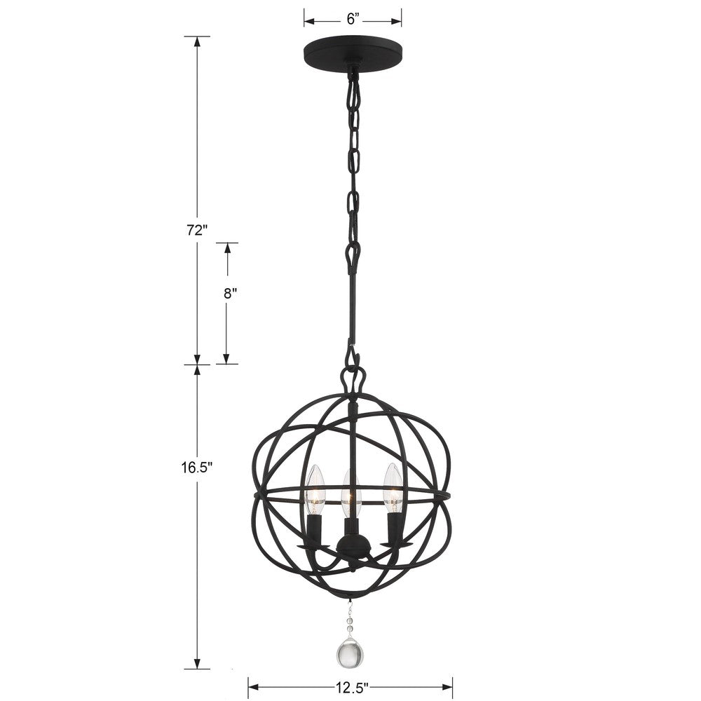 Crystorama SOLARIS 9225-BK Mini Chandelier Contemporary - Black