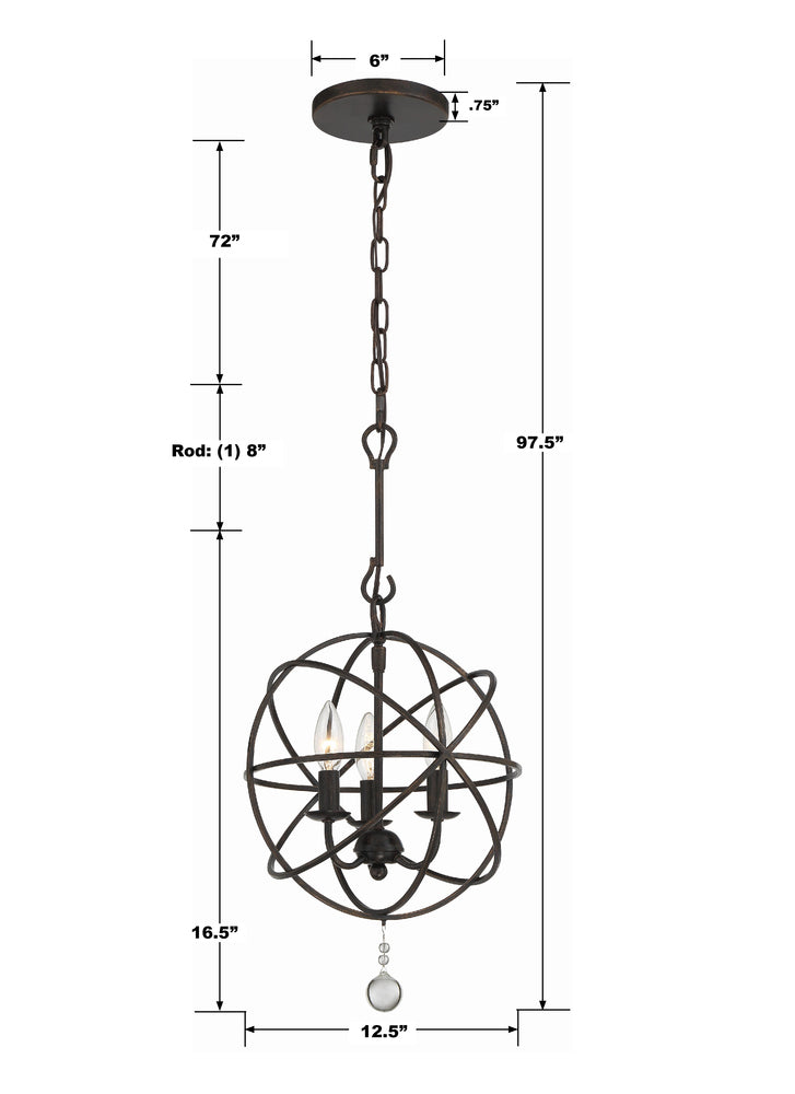 Crystorama SOLARIS 9225-EB Mini Chandelier Contemporary - English Bronze