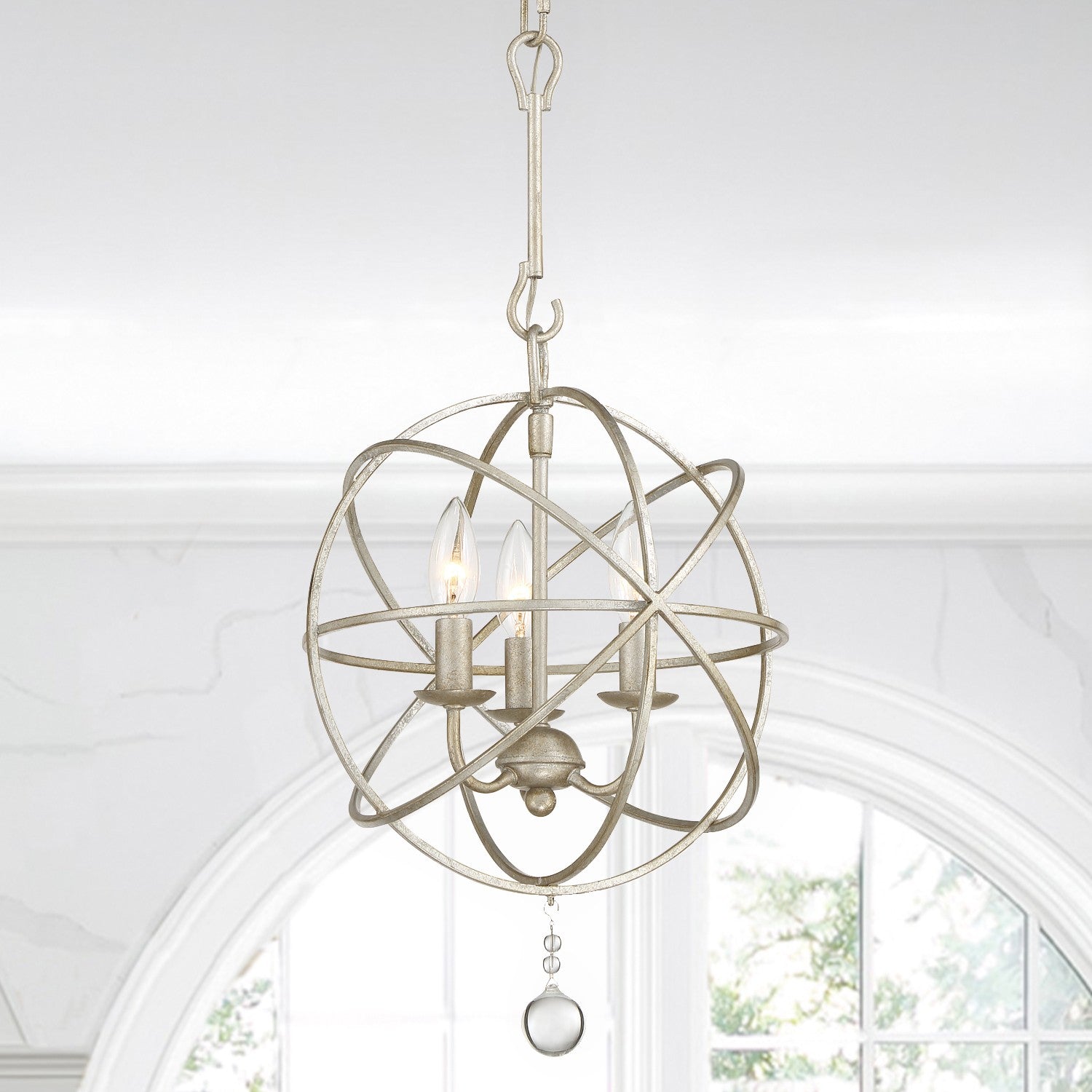 Crystorama Solaris 9225-OS – 12.5 Inch – 3 Light – Chandelier – Olde Silver – Damp Rated