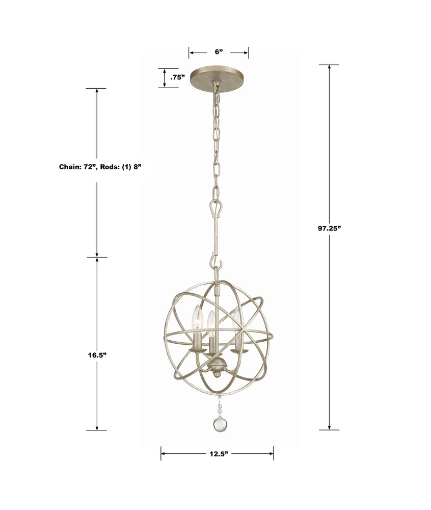 Crystorama SOLARIS 9225-OS Mini Chandelier Contemporary - Olde Silver