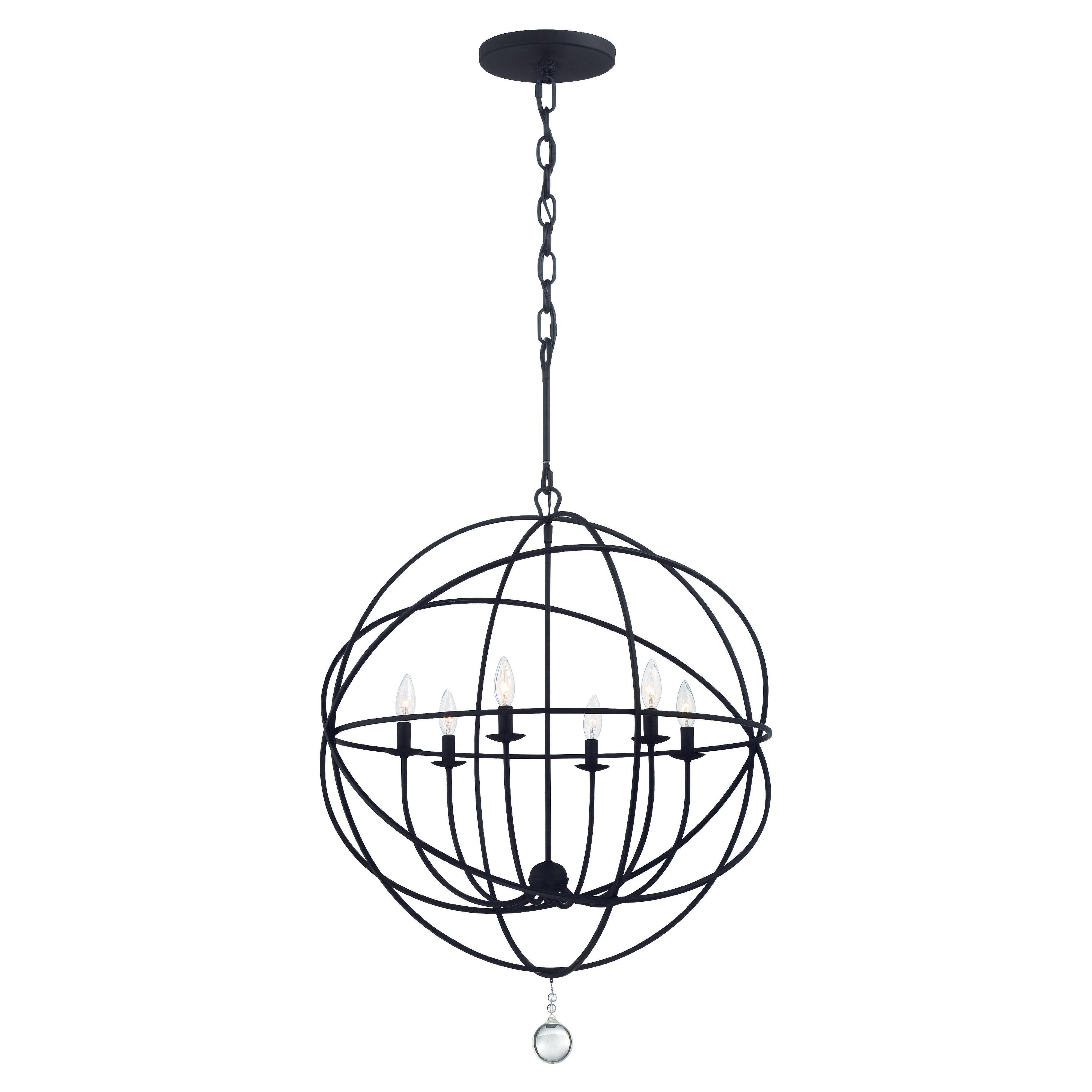 Crystorama Solaris 9226-BK – 22.5 Inch – 6 Light – Chandelier – Black – Damp Rated