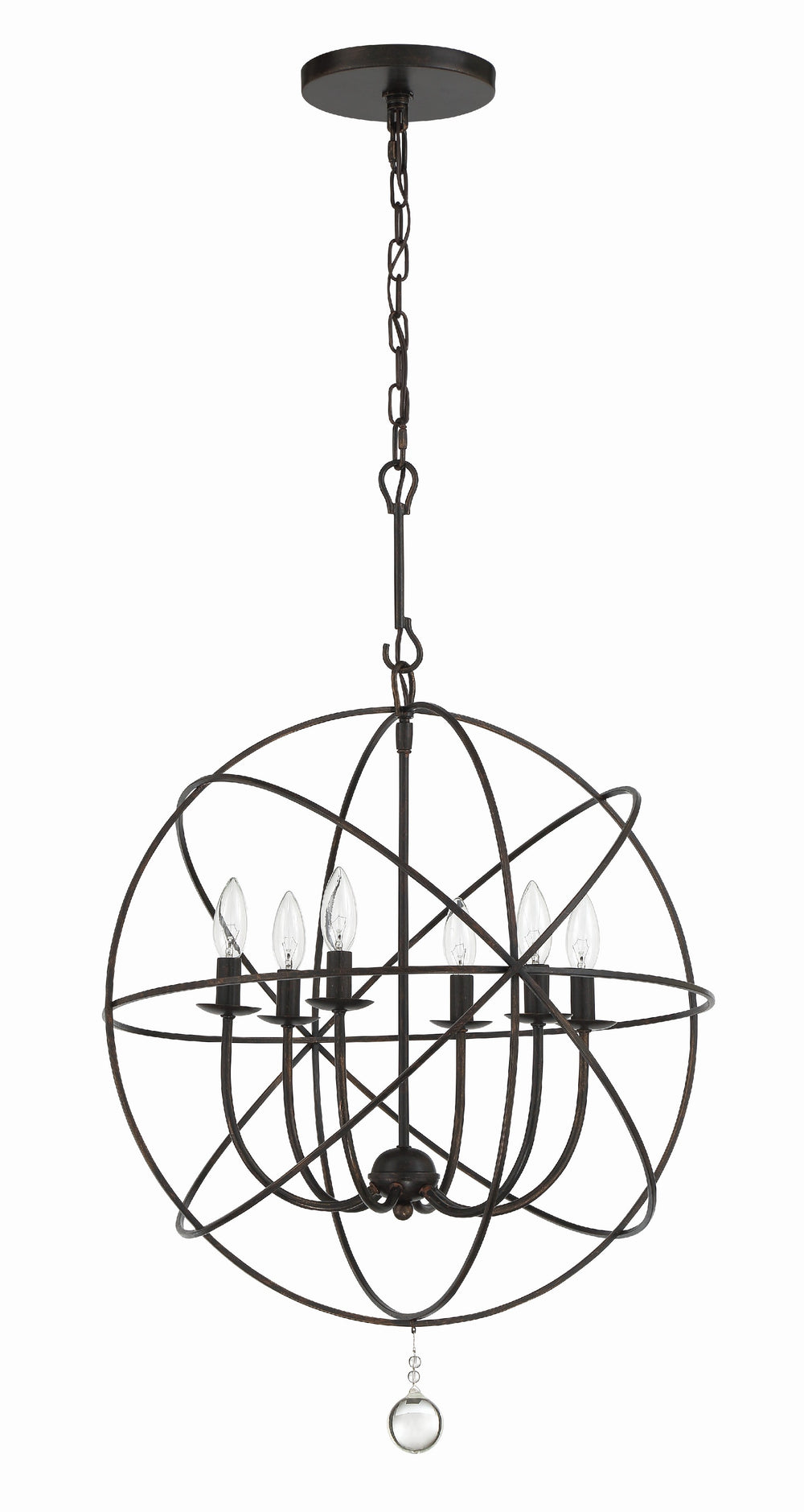 Crystorama 9226-EB Solaris 6 Light Chandelier, UL Damp Rated, English Bronze