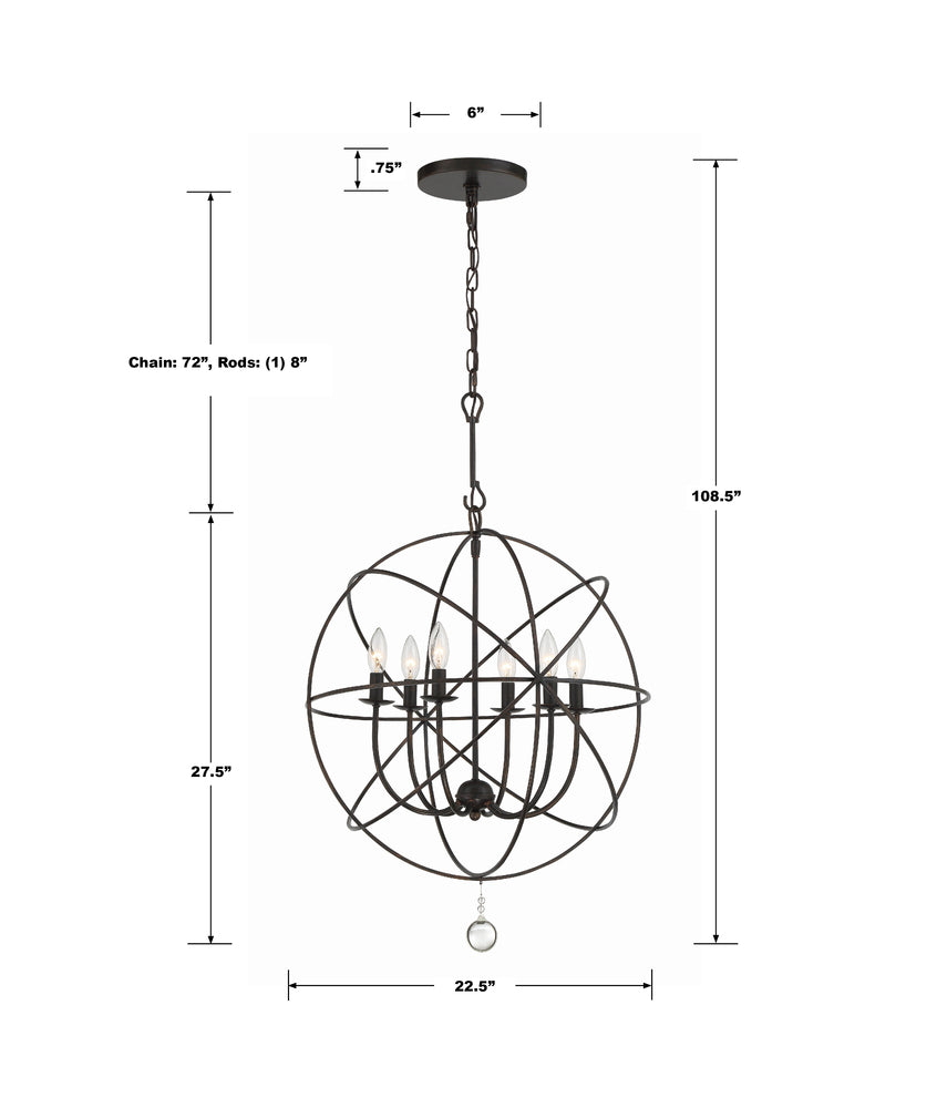 Crystorama SOLARIS 9226-EB Chandelier Contemporary - English Bronze