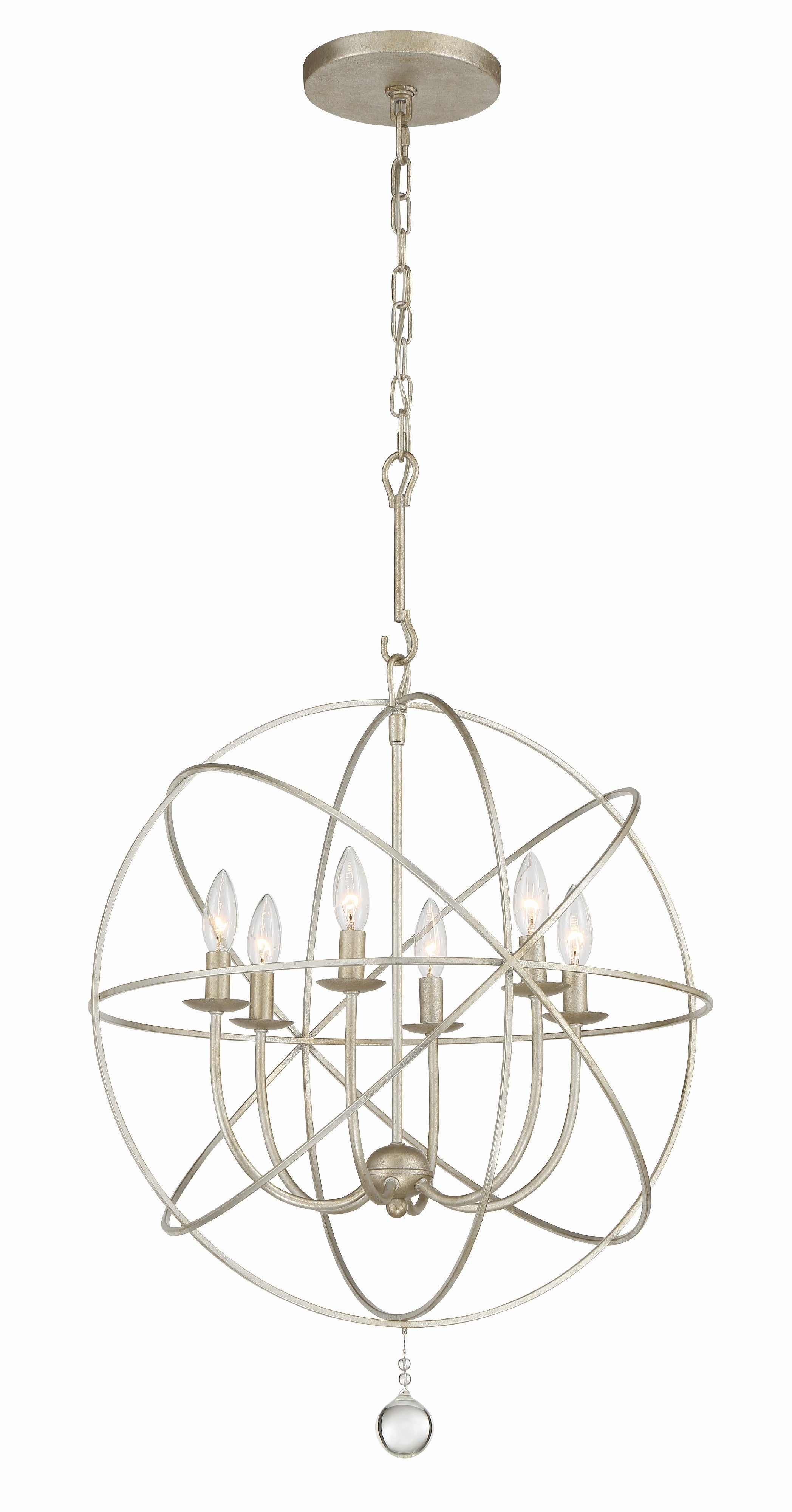 Crystorama Solaris 9226-OS – 22.5 Inch – 6 Light – Chandelier – Olde Silver – Damp Rated