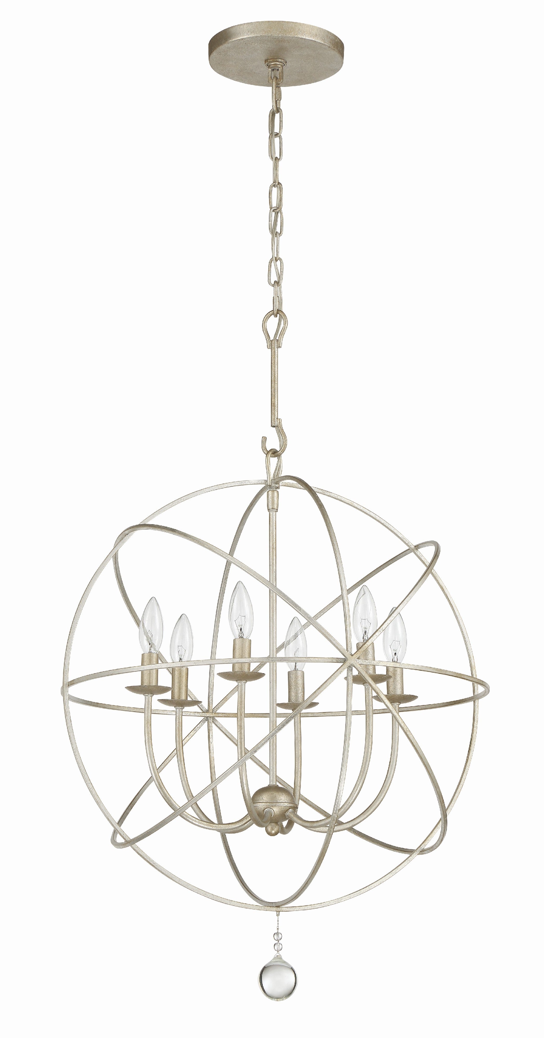 Crystorama Solaris 9226-OS – 22.5 Inch – 6 Light – Chandelier – Olde Silver – Damp Rated