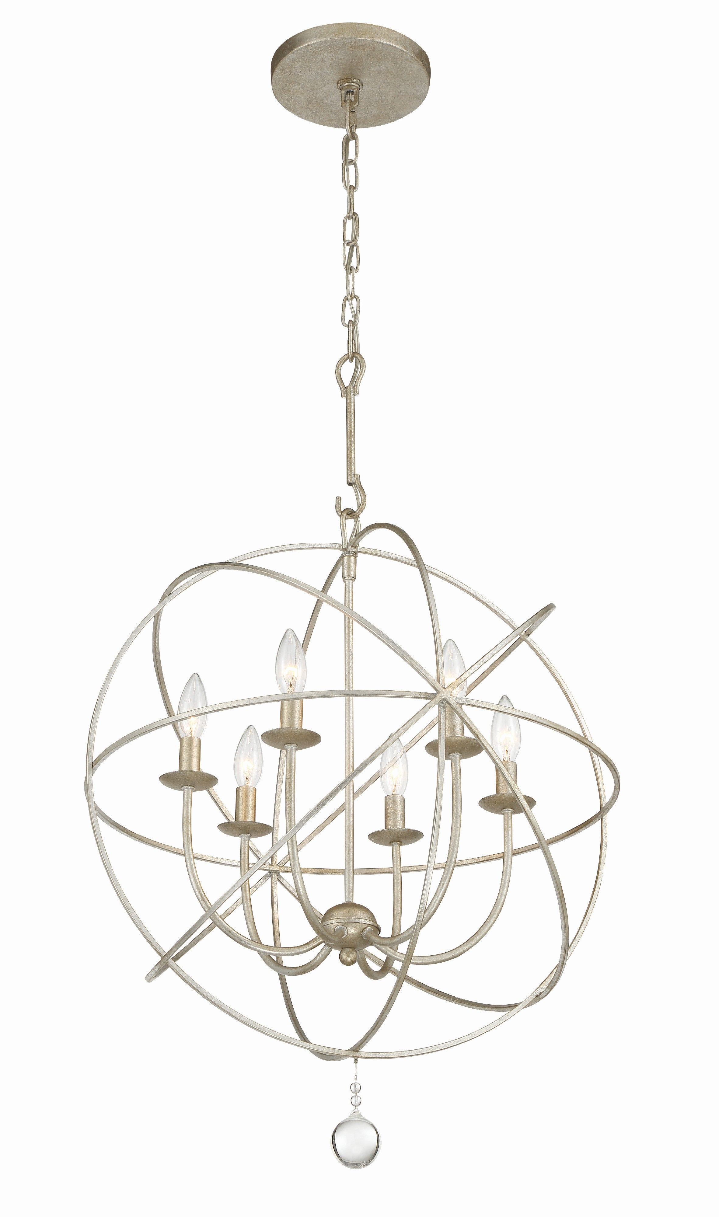 Crystorama Solaris 9226-OS – 22.5 Inch – 6 Light – Chandelier – Olde Silver – Damp Rated