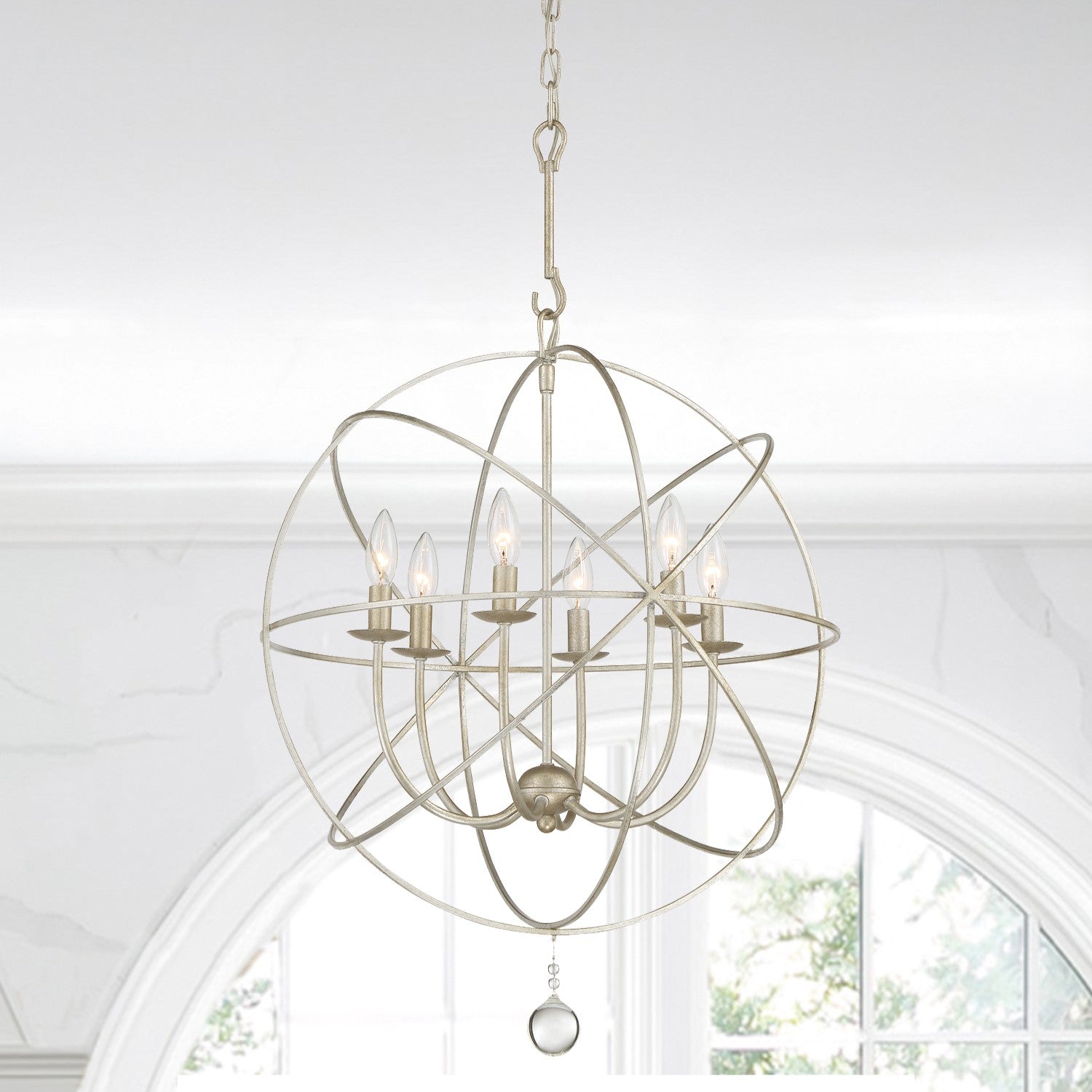Crystorama Solaris 9226-OS – 22.5 Inch – 6 Light – Chandelier – Olde Silver – Damp Rated