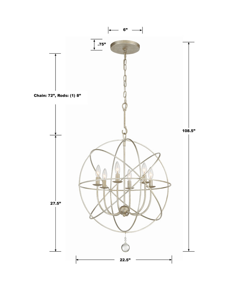 Crystorama SOLARIS 9226-OS Chandelier Contemporary - Olde Silver