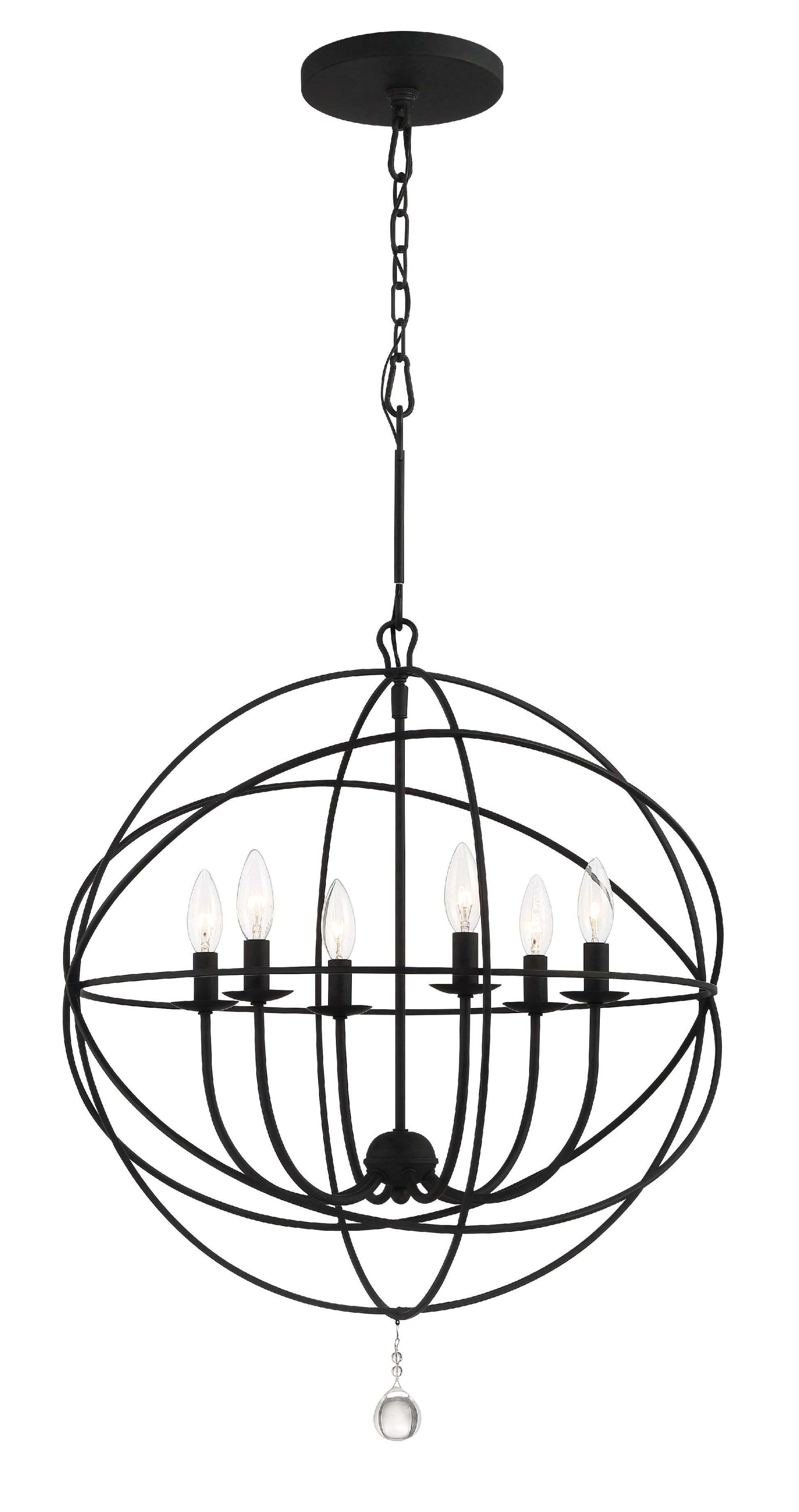 Crystorama Solaris 9228-BK – 28.5 Inch – 6 Light – Chandelier – Black – Damp Rated