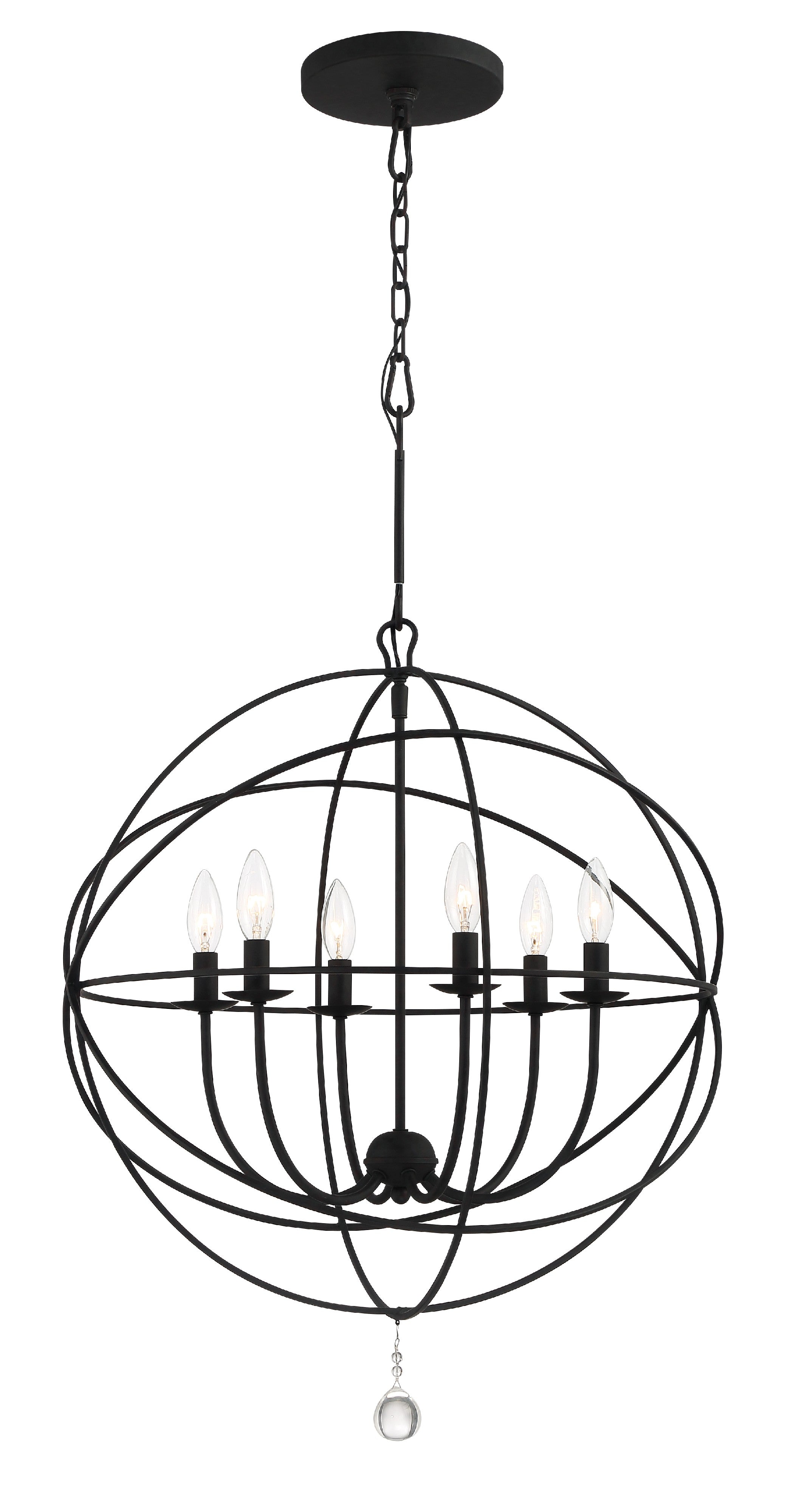 Crystorama Solaris 9228-BK – 28.5 Inch – 6 Light – Chandelier – Black – Damp Rated