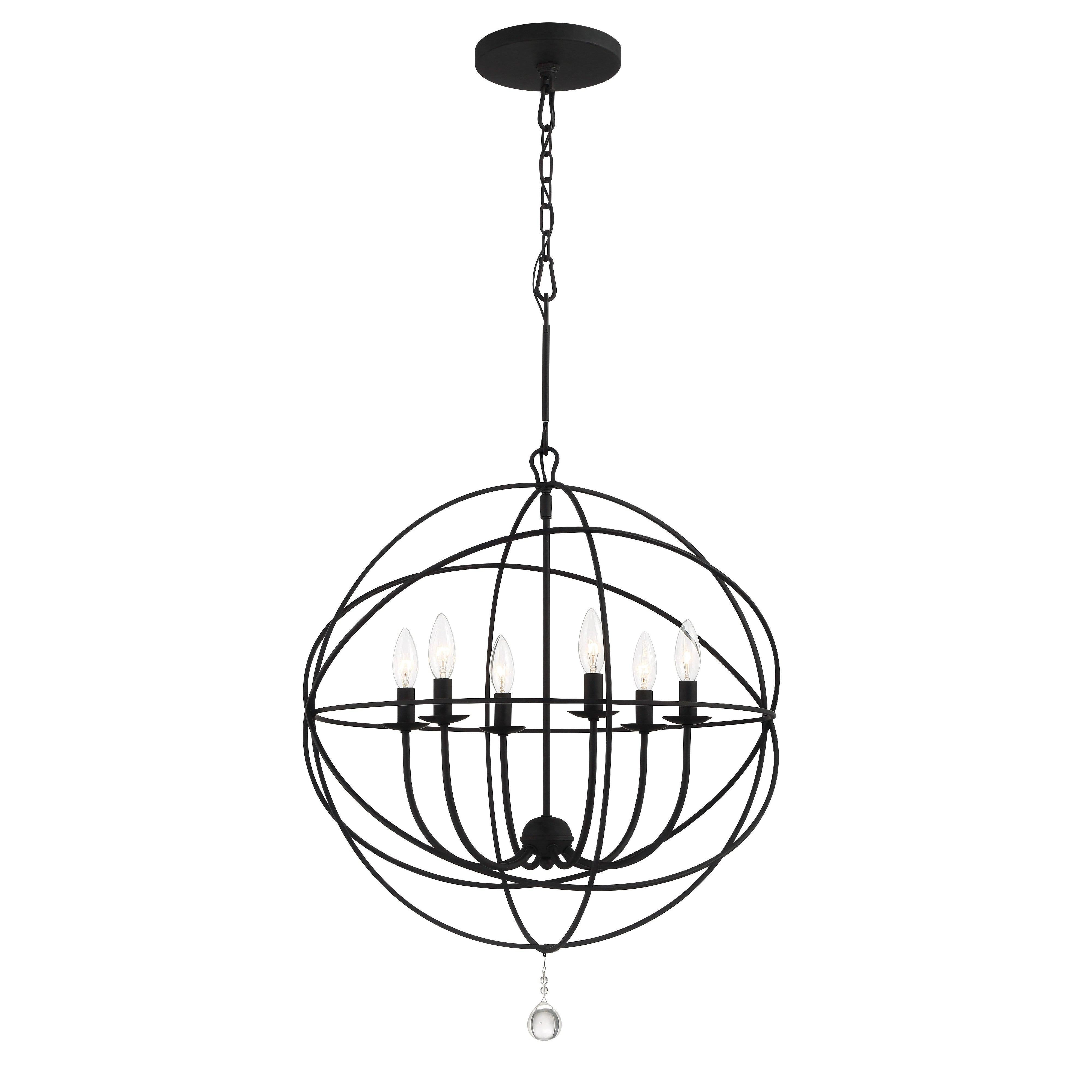 Crystorama Solaris 9228-BK – 28.5 Inch – 6 Light – Chandelier – Black – Damp Rated