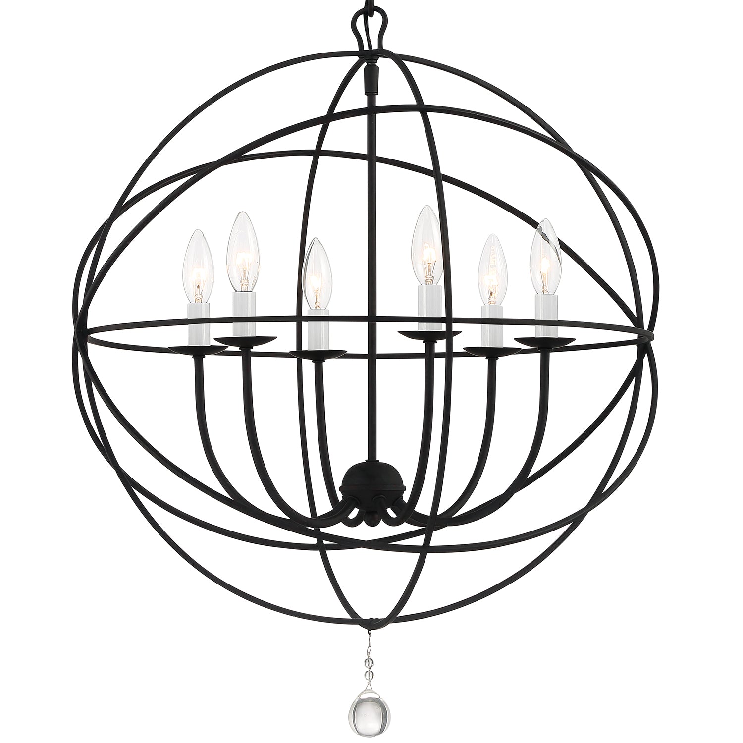 Crystorama Solaris 9228-BK – 28.5 Inch – 6 Light – Chandelier – Black – Damp Rated