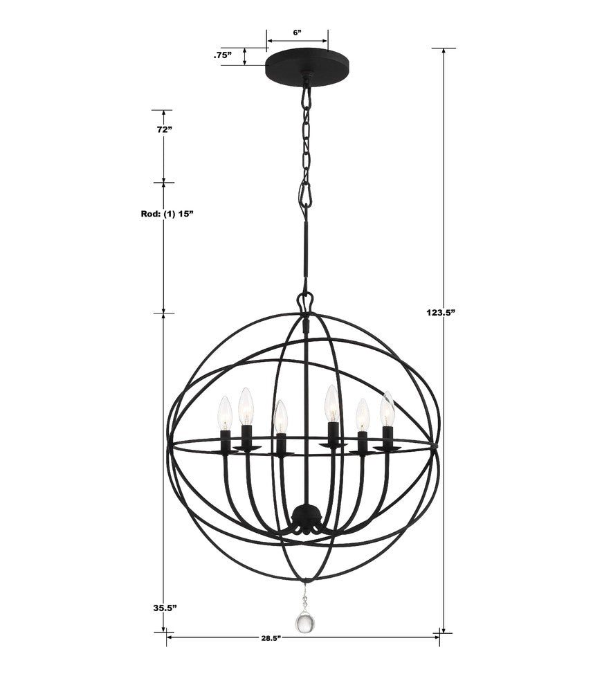 Crystorama SOLARIS 9228-BK Chandelier Contemporary - Black