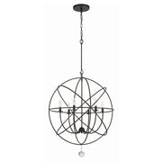 Crystorama 9228-EB Solaris 6 Light Chandelier, UL Damp Rated, English Bronze