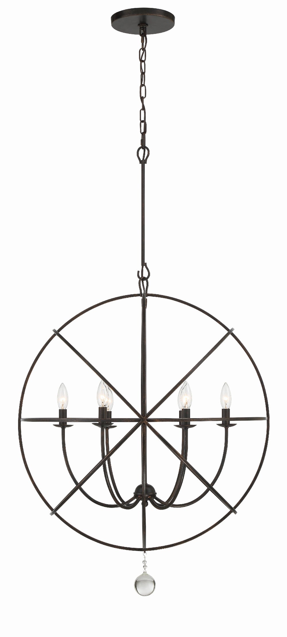 Crystorama 9228-EB Solaris 6 Light Chandelier, UL Damp Rated, English Bronze
