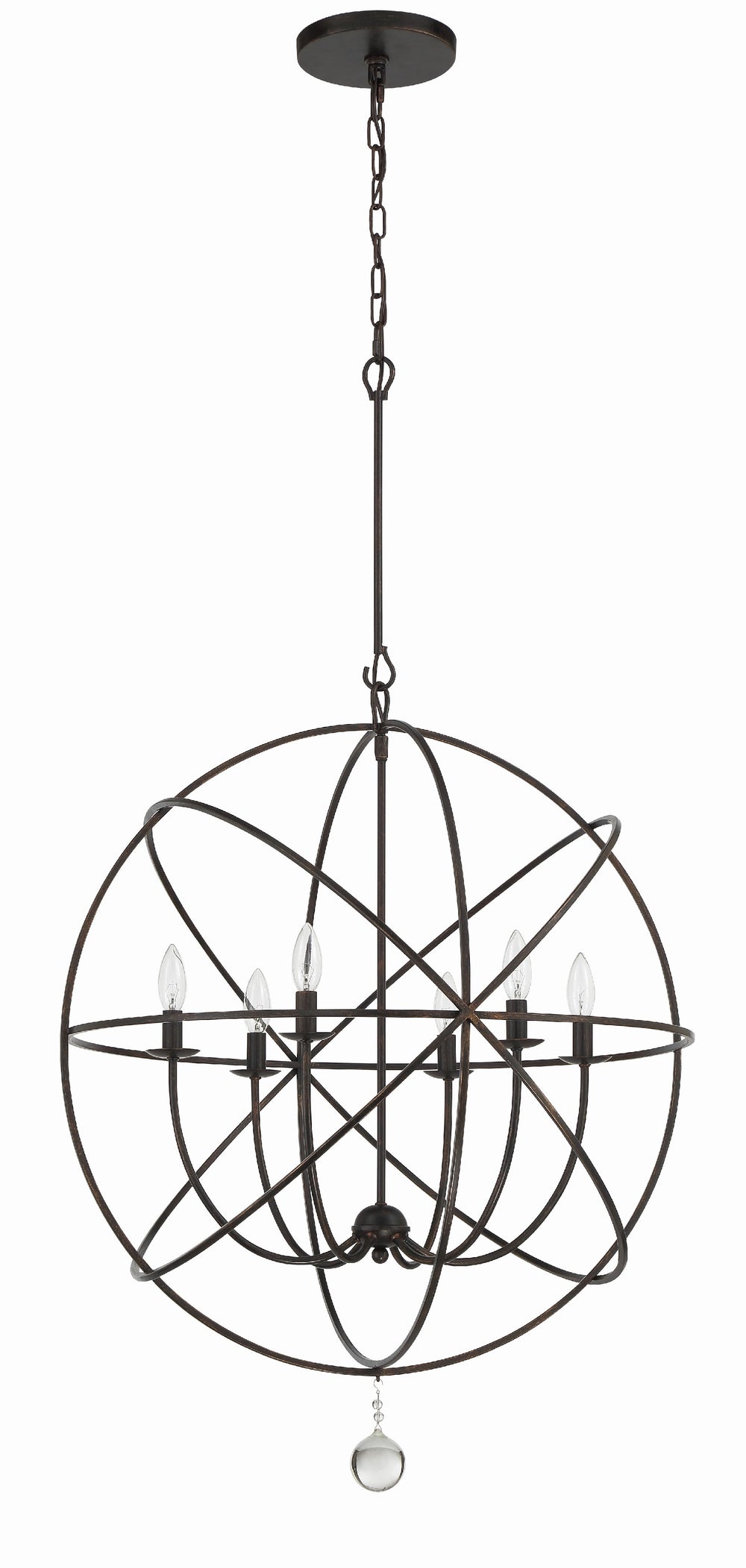 Crystorama 9228-EB Solaris 6 Light Chandelier, UL Damp Rated, English Bronze