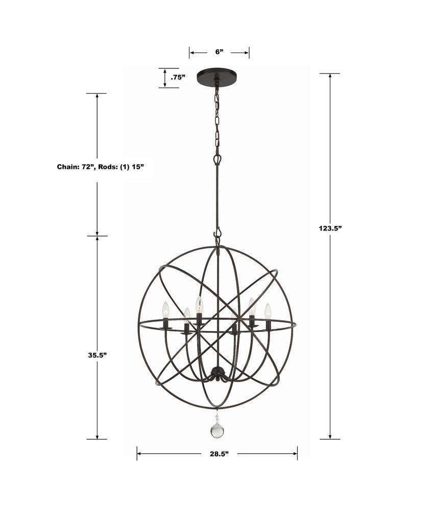 Crystorama SOLARIS 9228-EB Chandelier Contemporary - English Bronze