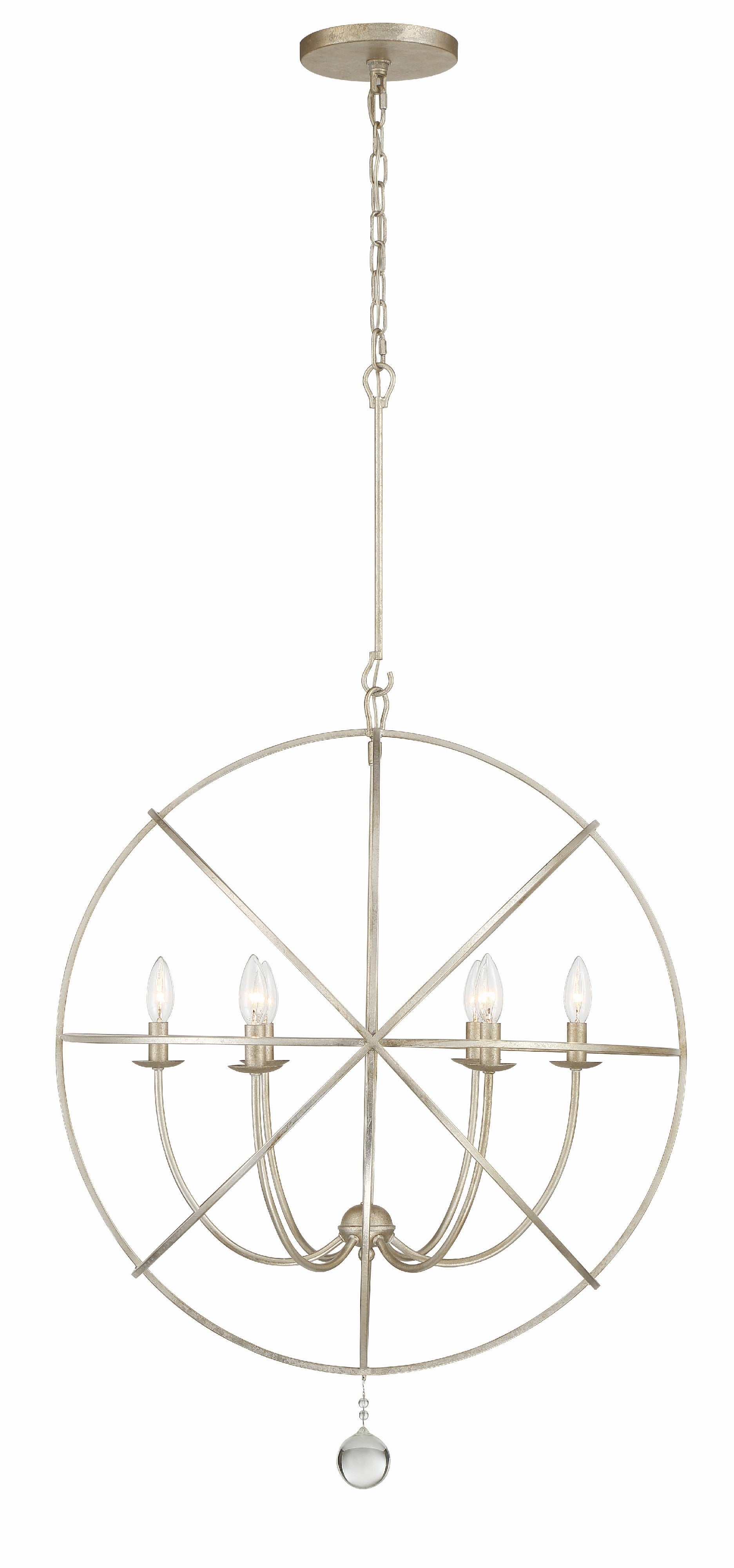 Crystorama Solaris 9228-OS – 28.5 Inch – 6 Light – Chandelier – Olde Silver – Damp Rated
