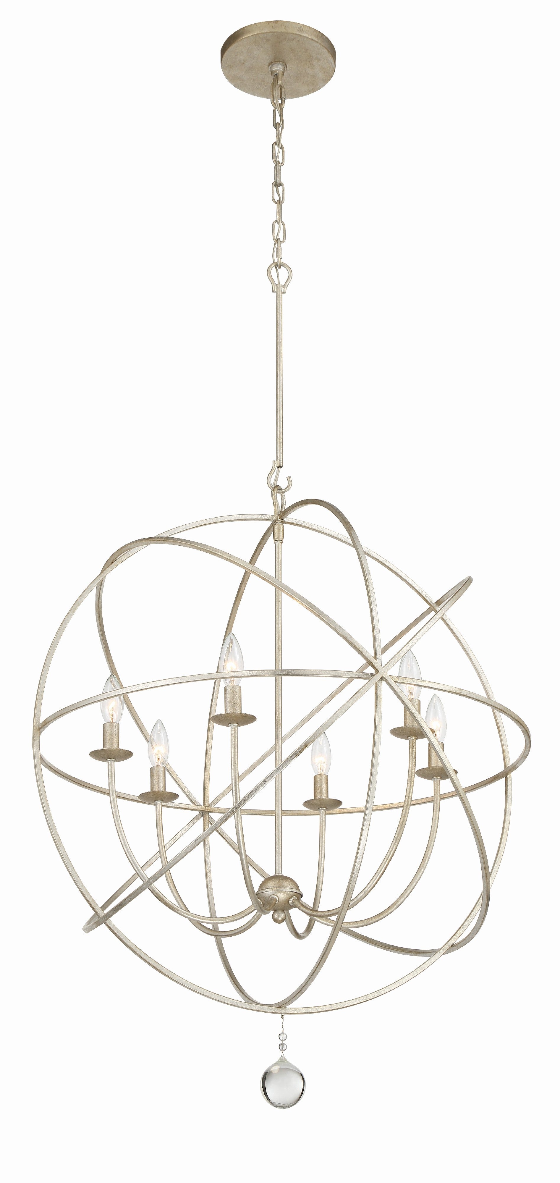 Crystorama Solaris 9228-OS – 28.5 Inch – 6 Light – Chandelier – Olde Silver – Damp Rated