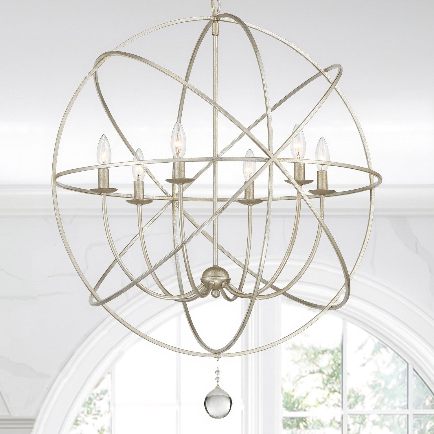 Crystorama Solaris 9228-OS – 28.5 Inch – 6 Light – Chandelier – Olde Silver – Damp Rated