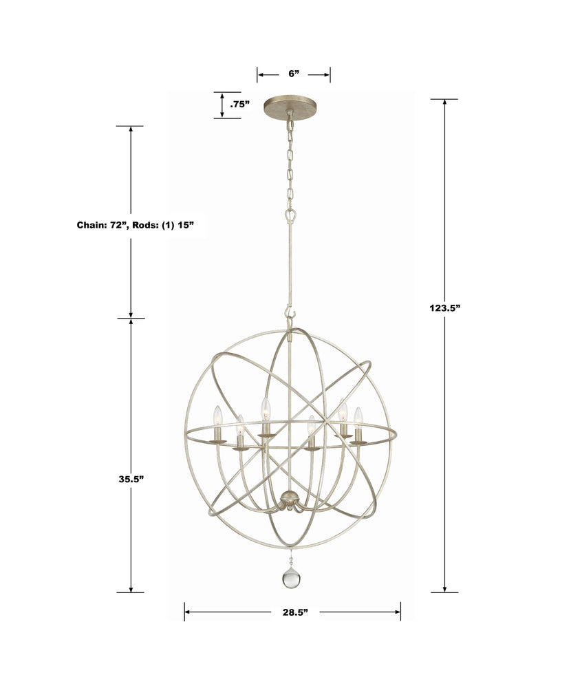 Crystorama SOLARIS 9228-OS Chandelier Contemporary - Olde Silver