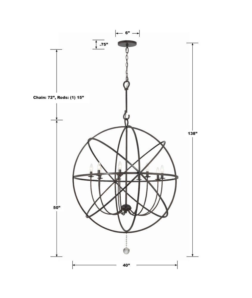 Crystorama SOLARIS 9229-EB Chandelier Contemporary - English Bronze