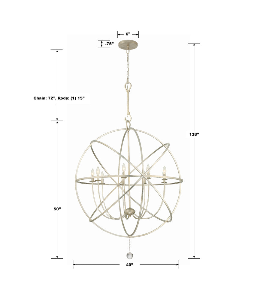 Crystorama SOLARIS 9229-OS Chandelier Contemporary - Olde Silver