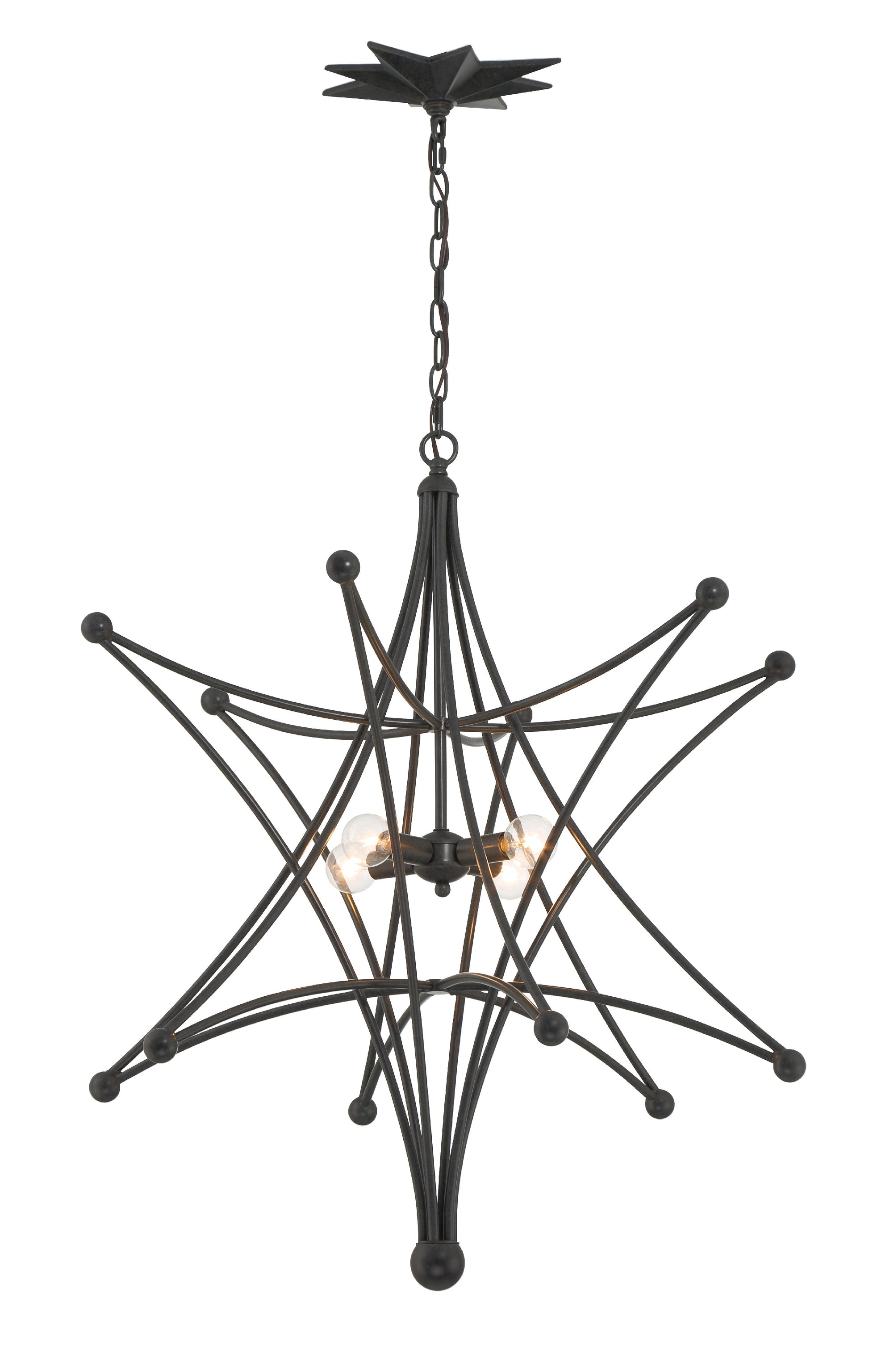 Crystorama Astro 9236-BK – 27 Inch – 4 Light – Chandelier – Black – Dry Rated