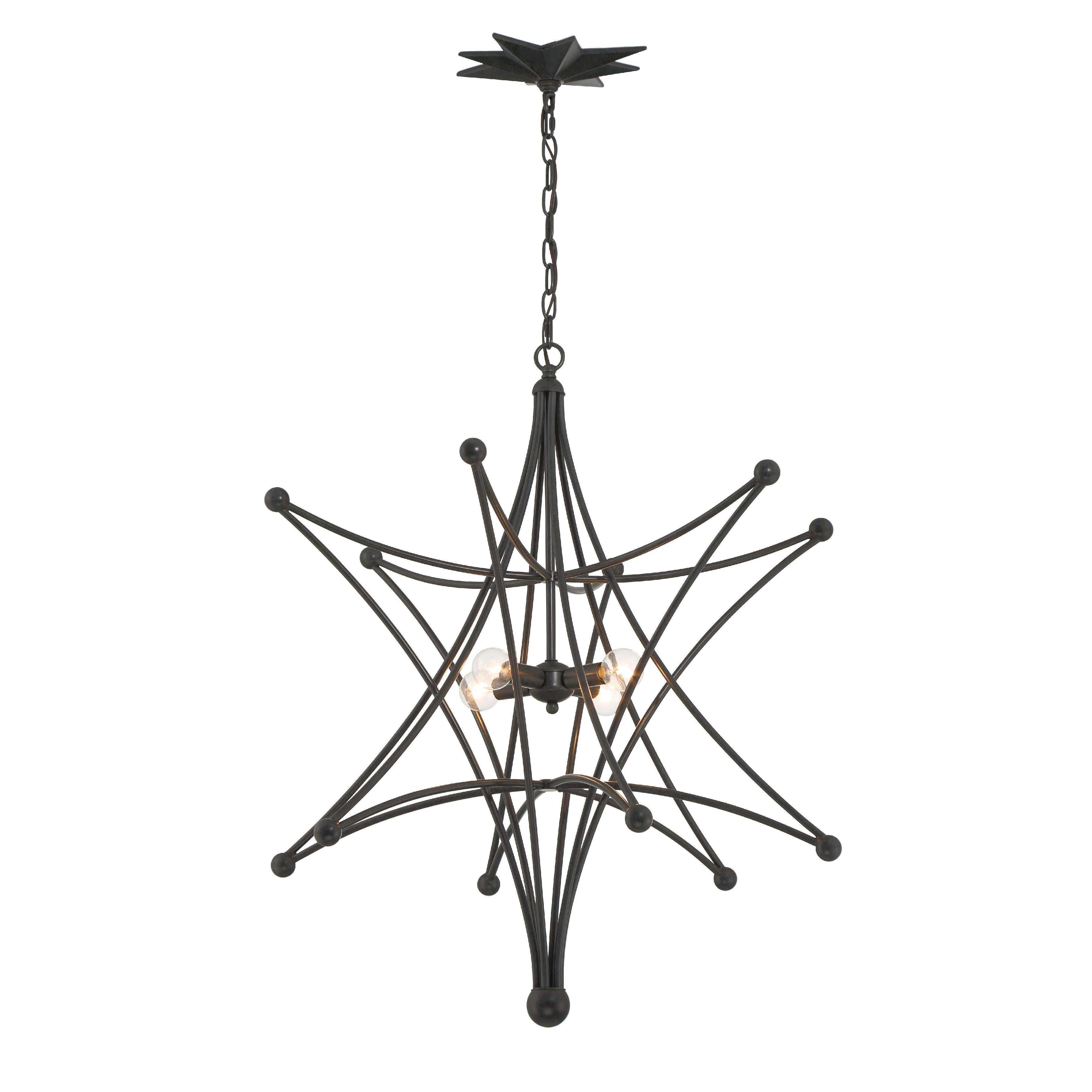 Crystorama Astro 9236-BK – 27 Inch – 4 Light – Chandelier – Black – Dry Rated