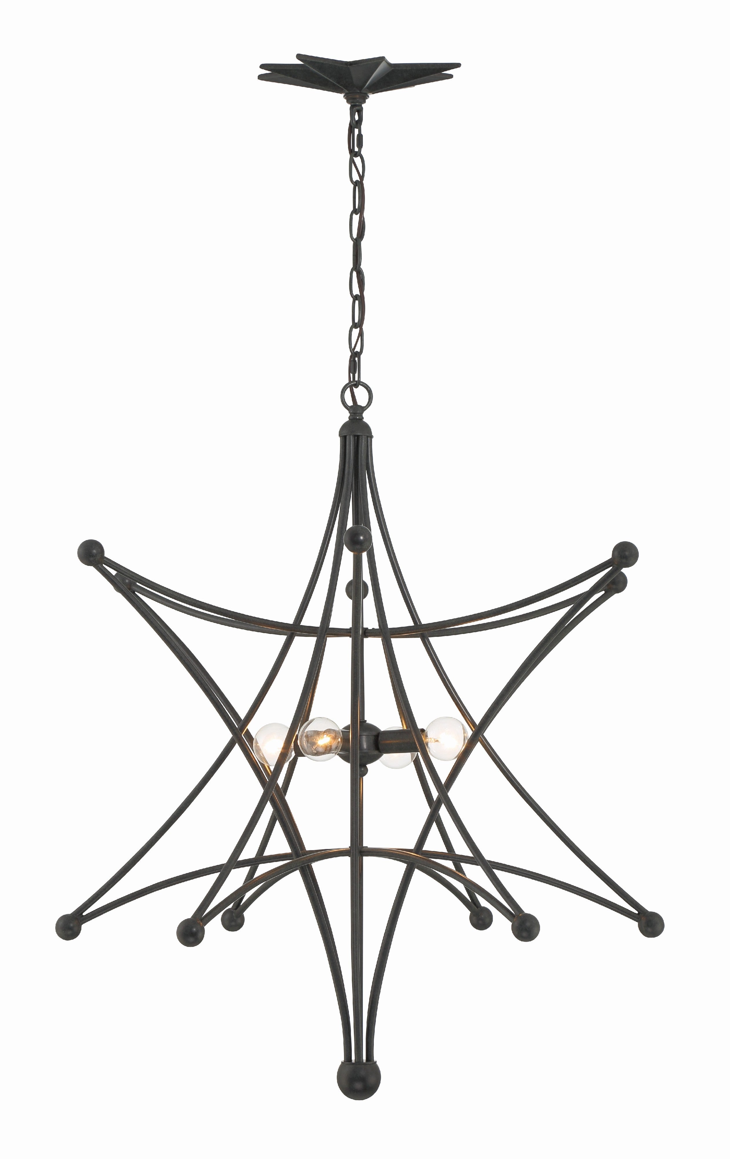 Crystorama Astro 9236-BK – 27 Inch – 4 Light – Chandelier – Black – Dry Rated