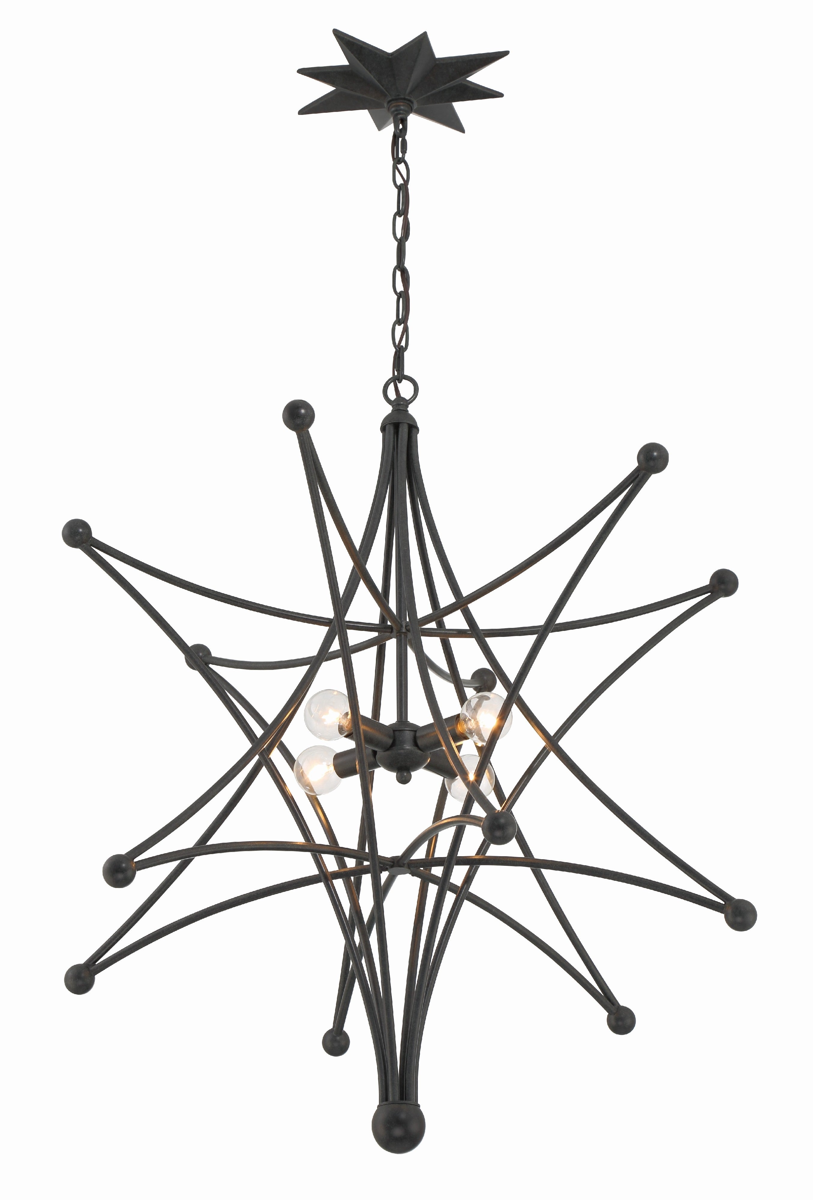 Crystorama Astro 9236-BK – 27 Inch – 4 Light – Chandelier – Black – Dry Rated